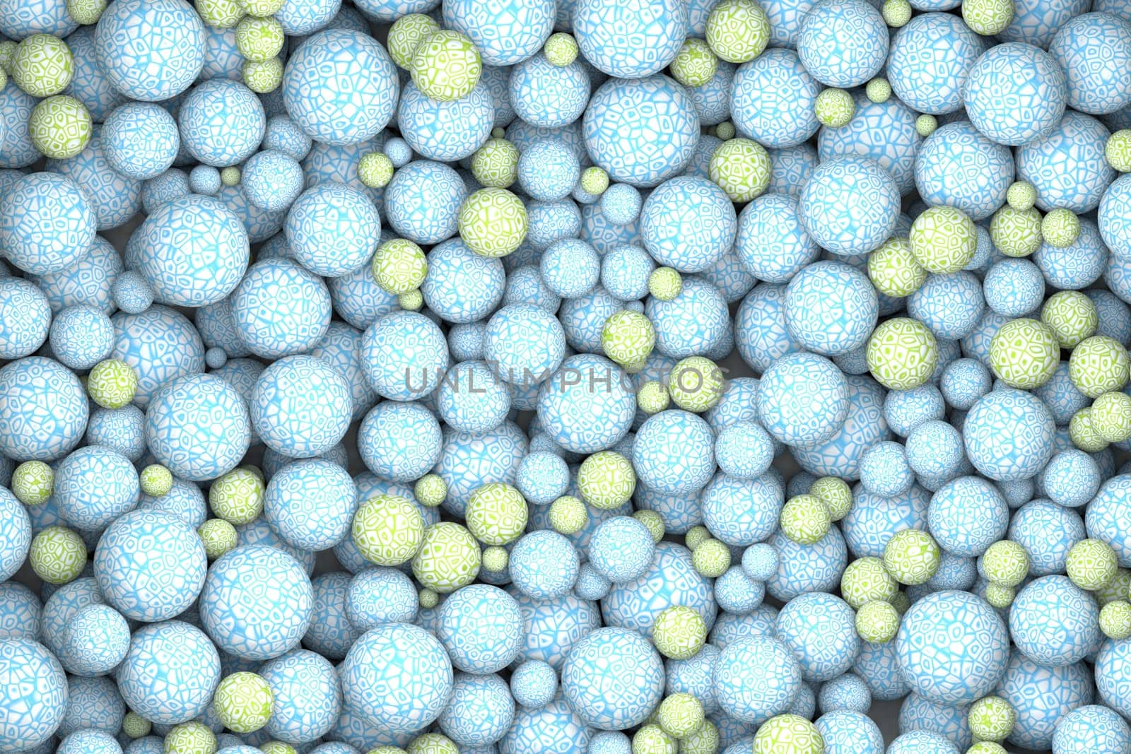 high quality rendering of abstract textured marbles in blue and green