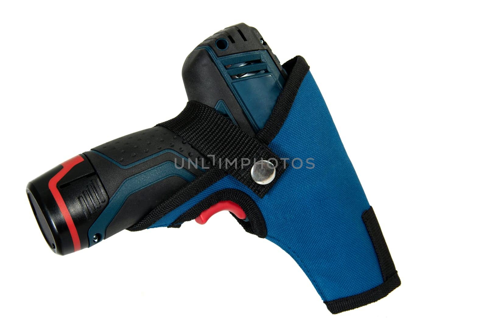 Cordless power tools in a case, isolated on a white background