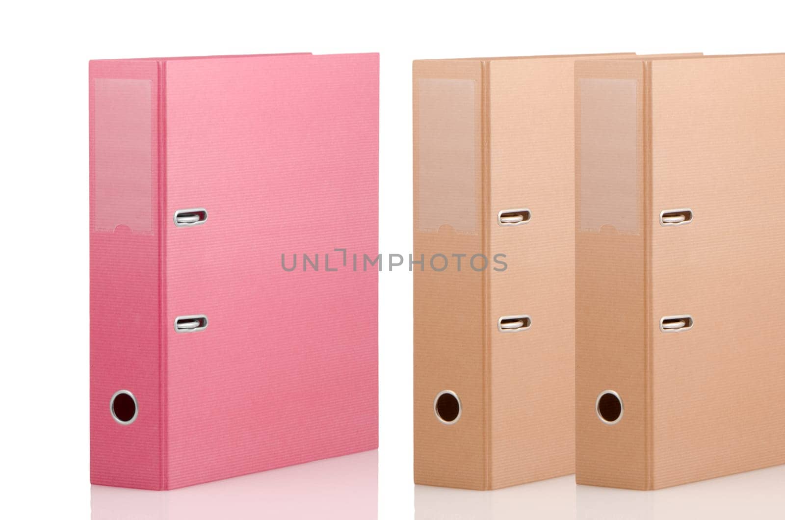 Three binders on white background.