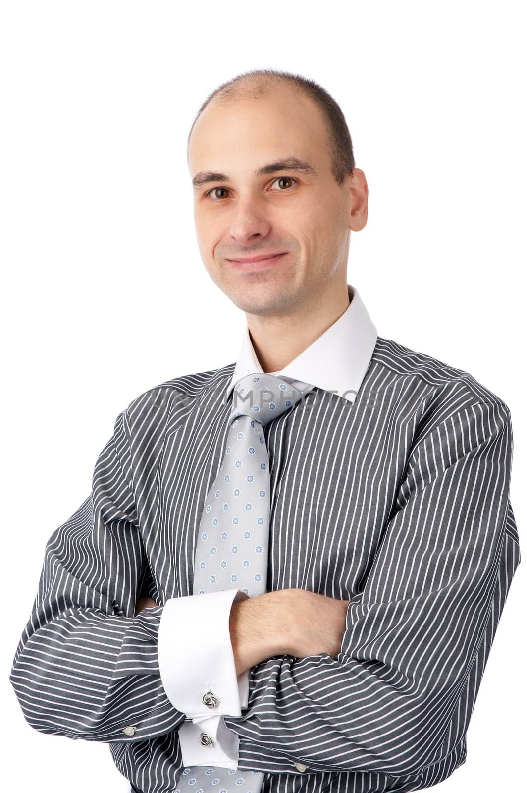 Smiling handsome businessman. Isolated over white background