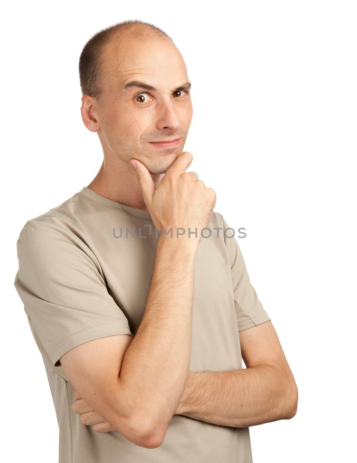 Young Man Thinking isolated on a white