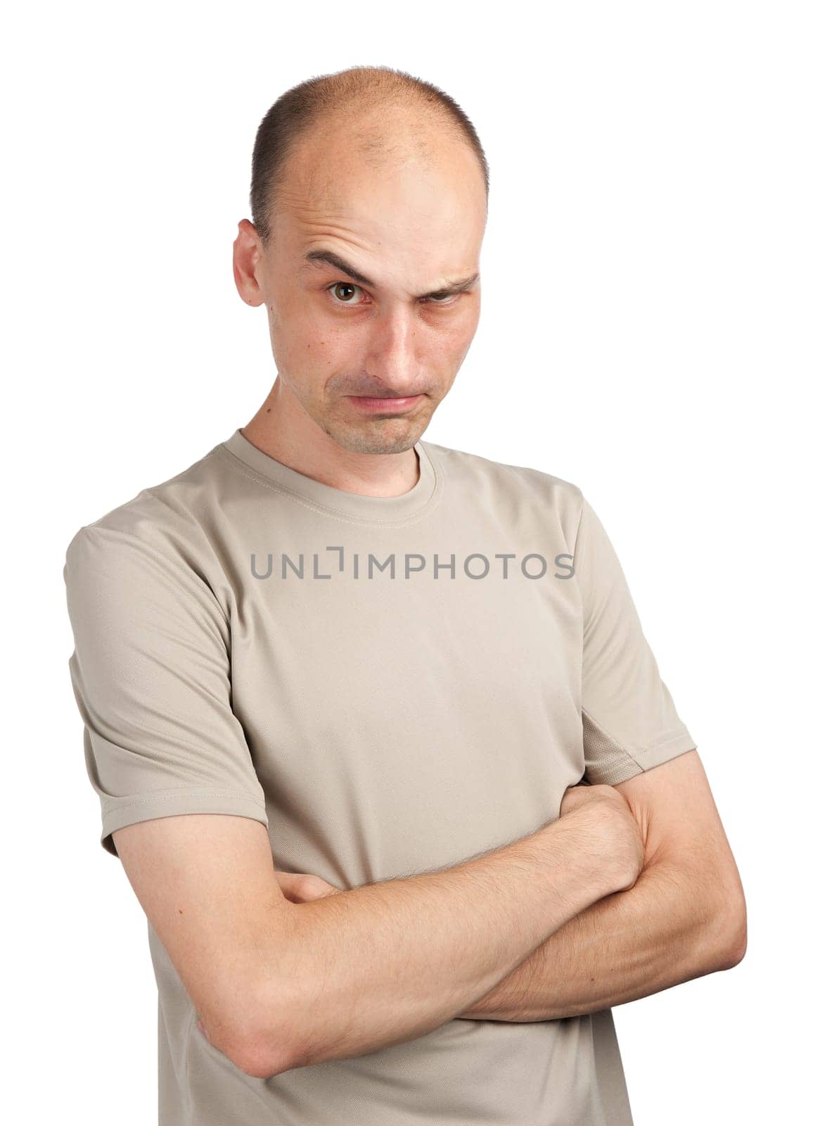 Angry young man isolated on a white background
