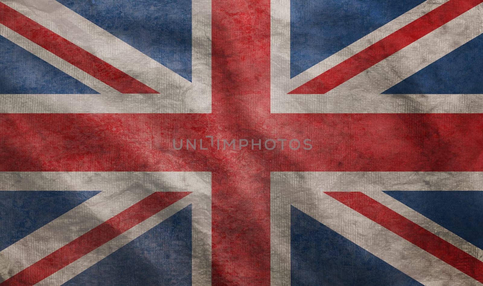 Weathered Union Jack UK flag grunge rugged condition waving