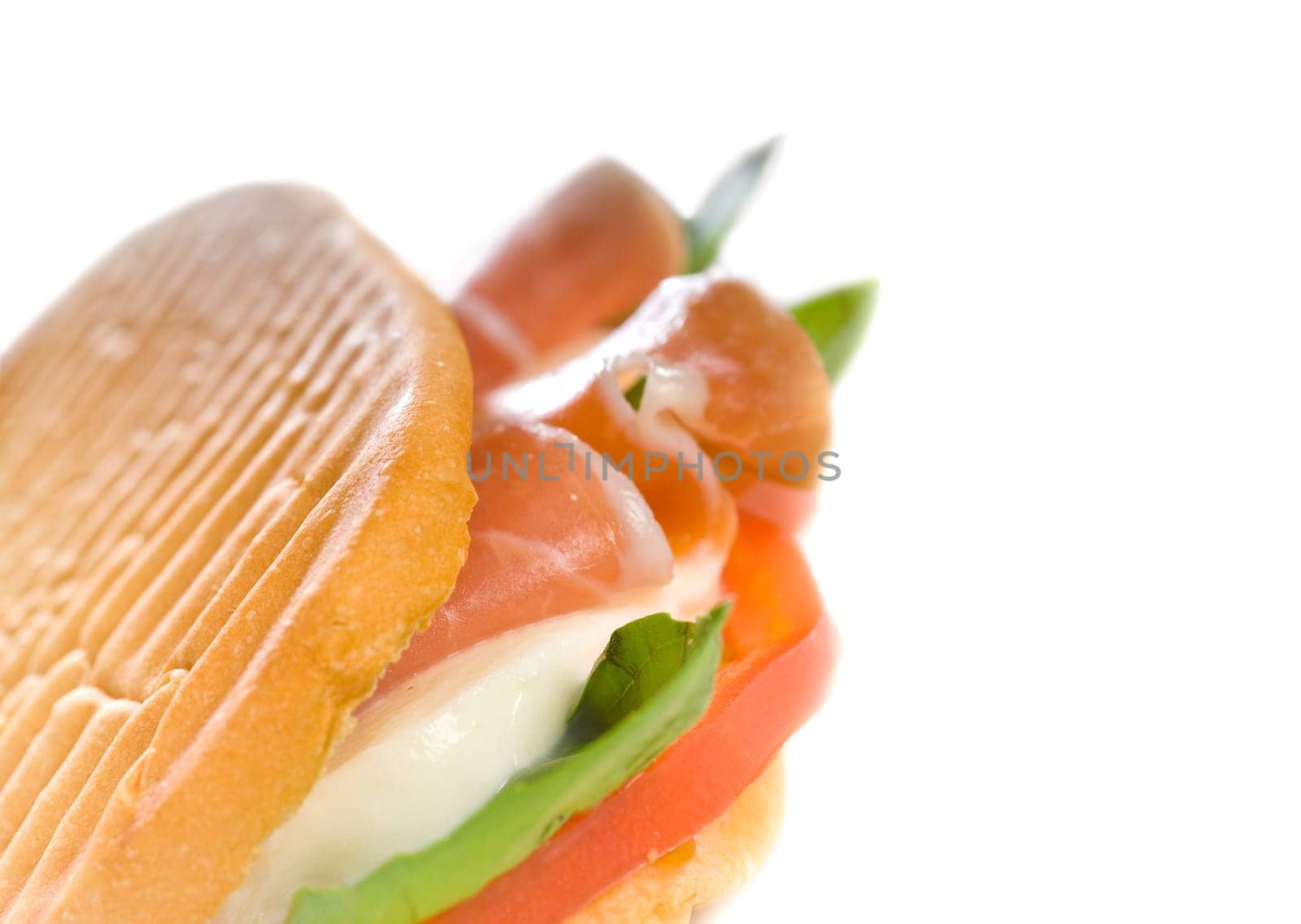 panini sandwich with fresh caprese and parma ham