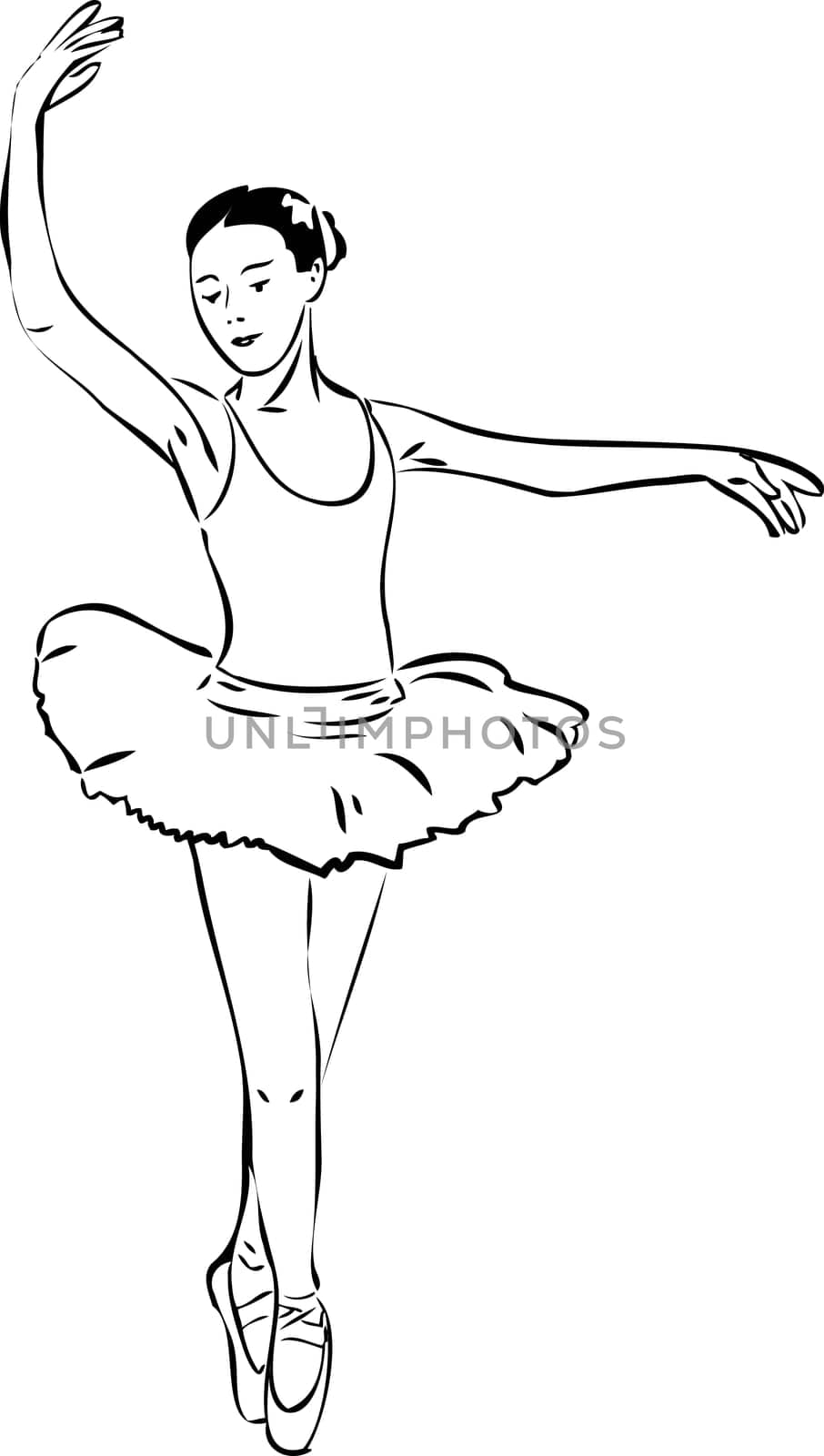 a sketch of a girl dancer dancing on pointe