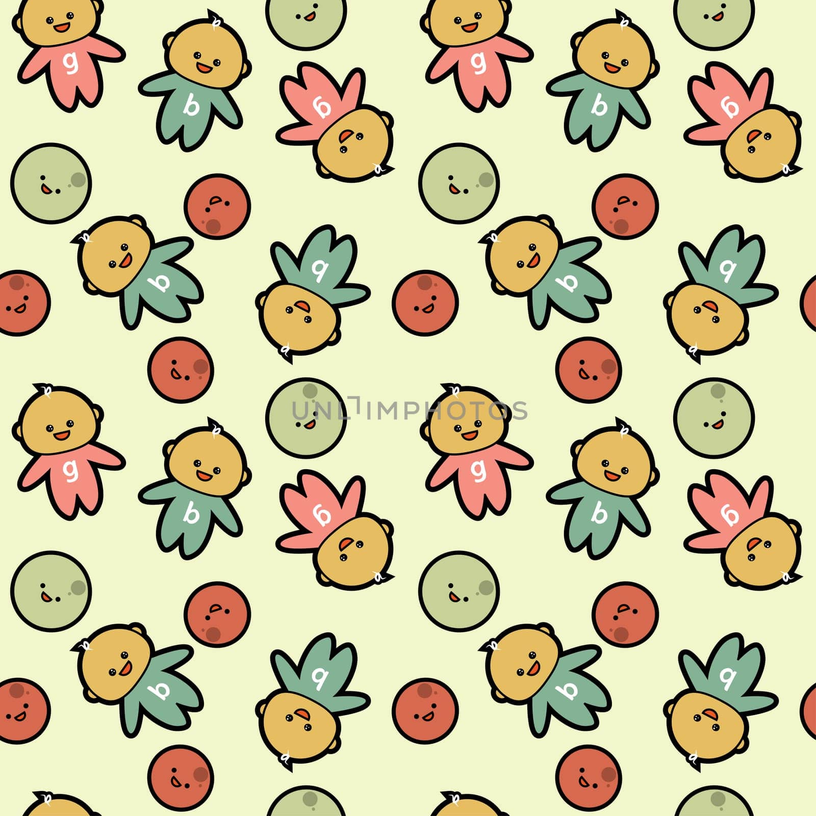 Seamless cute background with babies