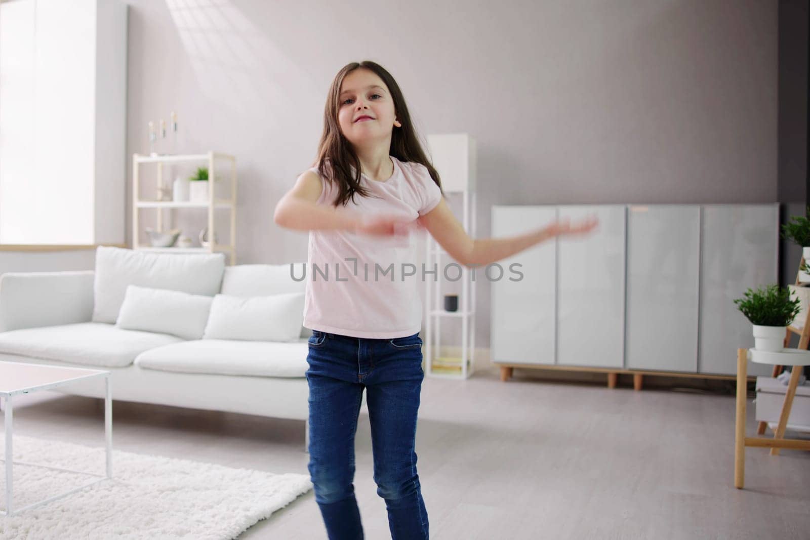 Child Girl Home Fun. Happy Kid Lifestyle