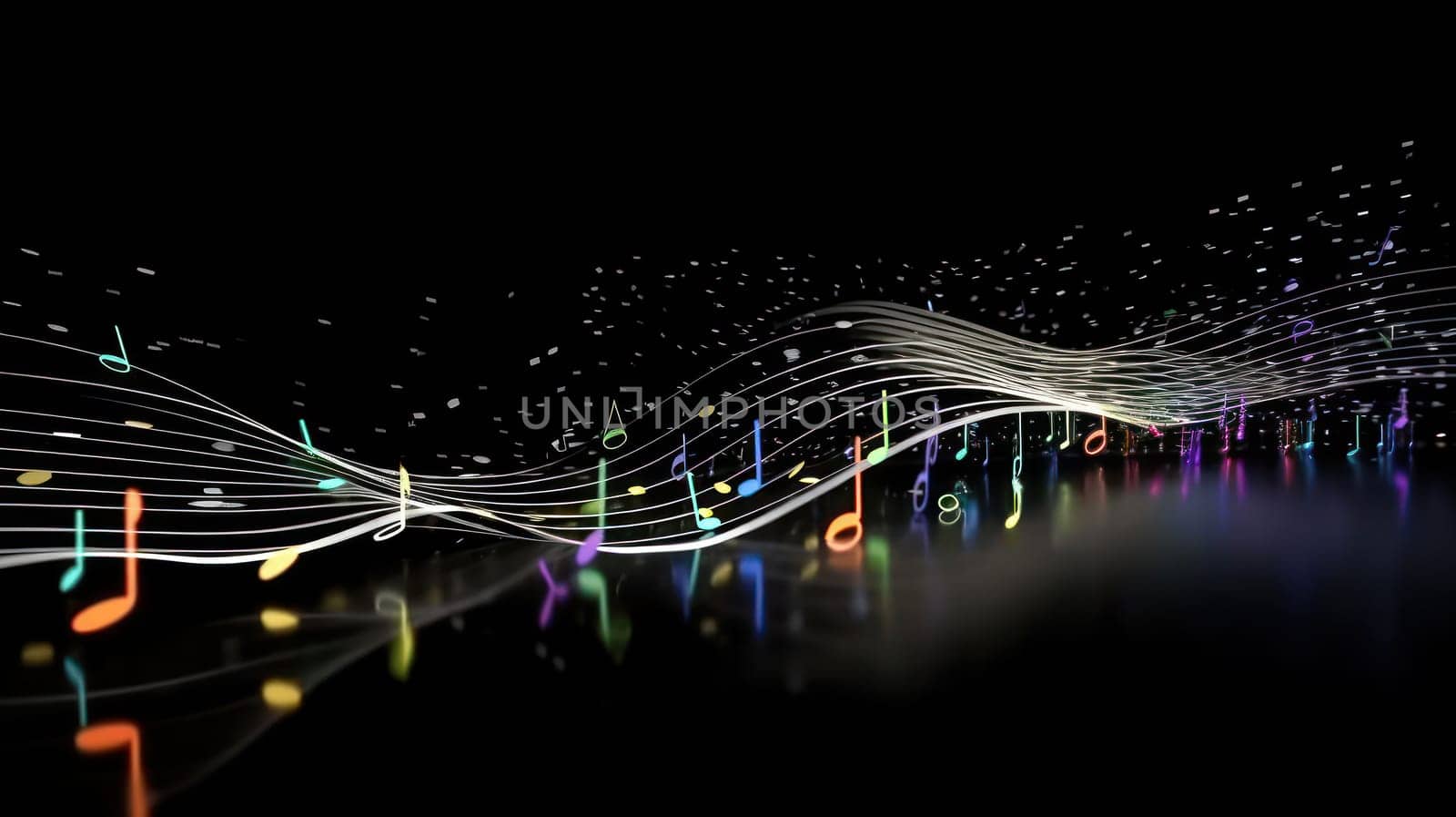 This stunning image captures the beauty and complexity of music as it travels through optic fiber. The highly detailed and ultra-realistic image showcases a stream of musical notes, seemingly alive and moving in harmony. The background is dark and mysterious, adding to the overall dramatic effect. Perfect for music enthusiasts and tech lovers alike, this image is a true work of art.