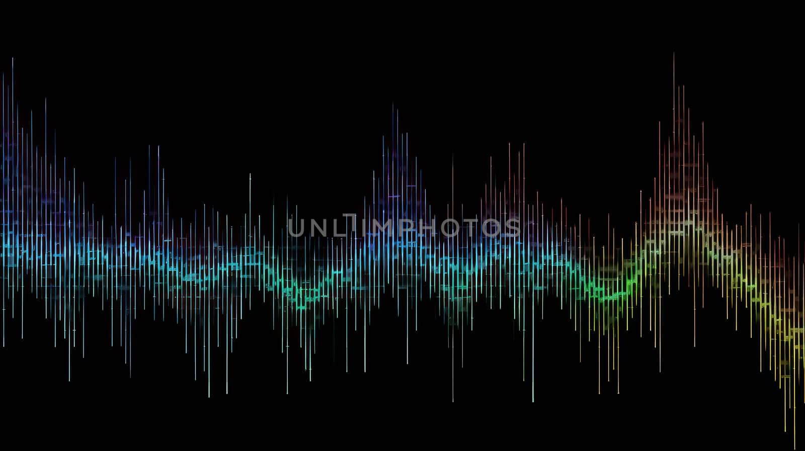 This mesmerizing photo showcases an audio waveform created entirely from colored ASCII symbols, providing a unique and creative representation of sound waves. The colors and shapes used create a stunning visual representation of the audio data. The image is captured in 8K resolution with an aspect ratio of 16:9, providing stunning detail and clarity.