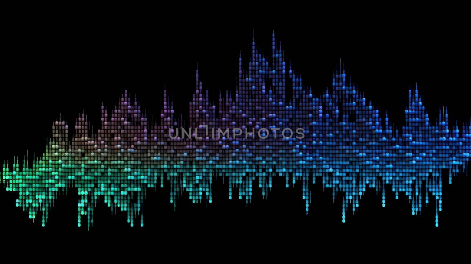 A digital image of an audio waveform created entirely from colored ASCII symbols. The waveform is a representation of sound waves and the symbols represent the amplitude and frequency of the sound. The image is highly detailed and has a resolution of 8k at an aspect ratio of 16:9.