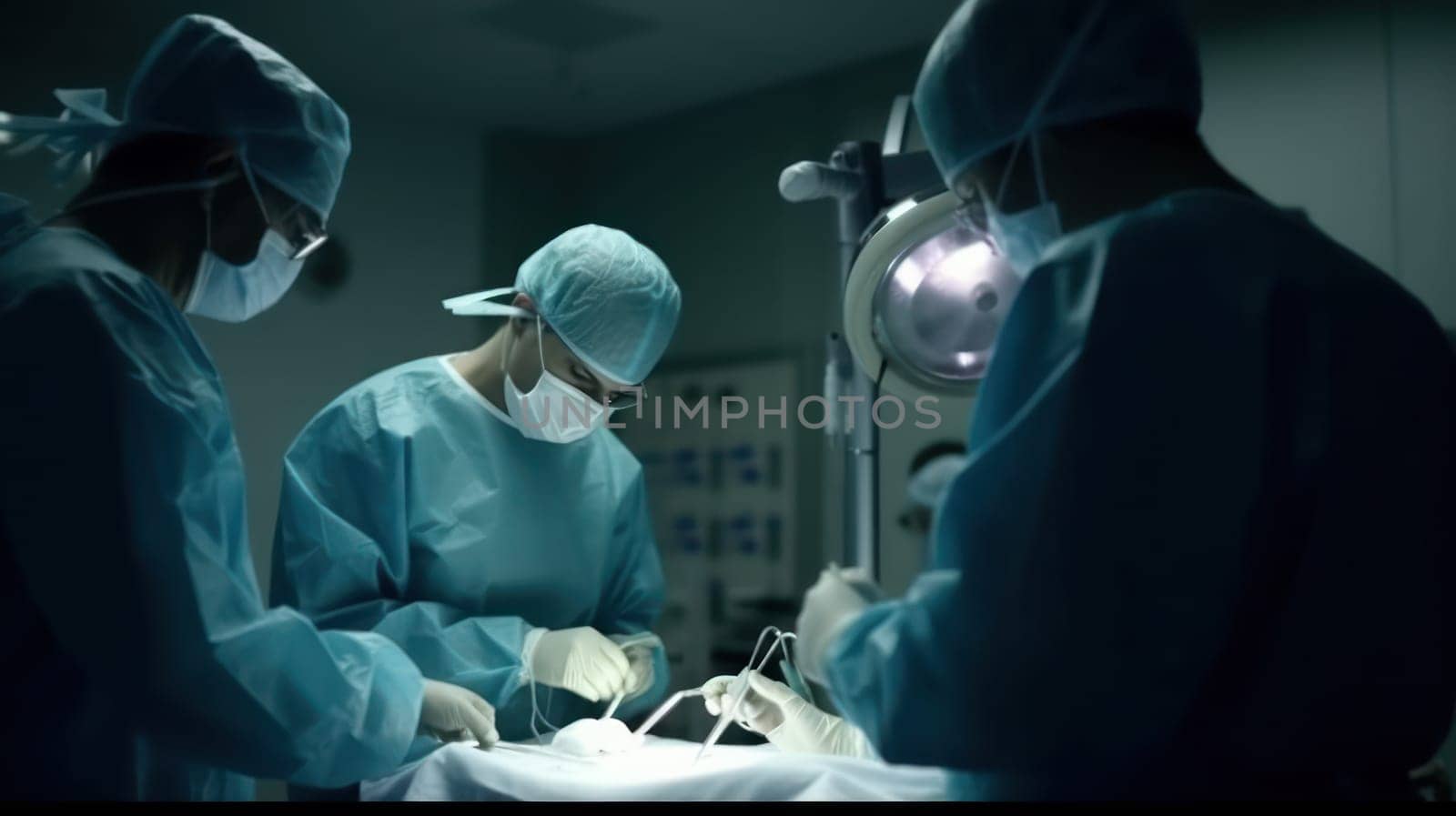 This photo captures a surgical team in action, working together with precision and focus to perform a lifesaving procedure. The team is composed of skilled medical professionals, each with their own role to play in the successful outcome of the surgery. The image captures the intensity and concentration of the team, as they work together to achieve a common goal.