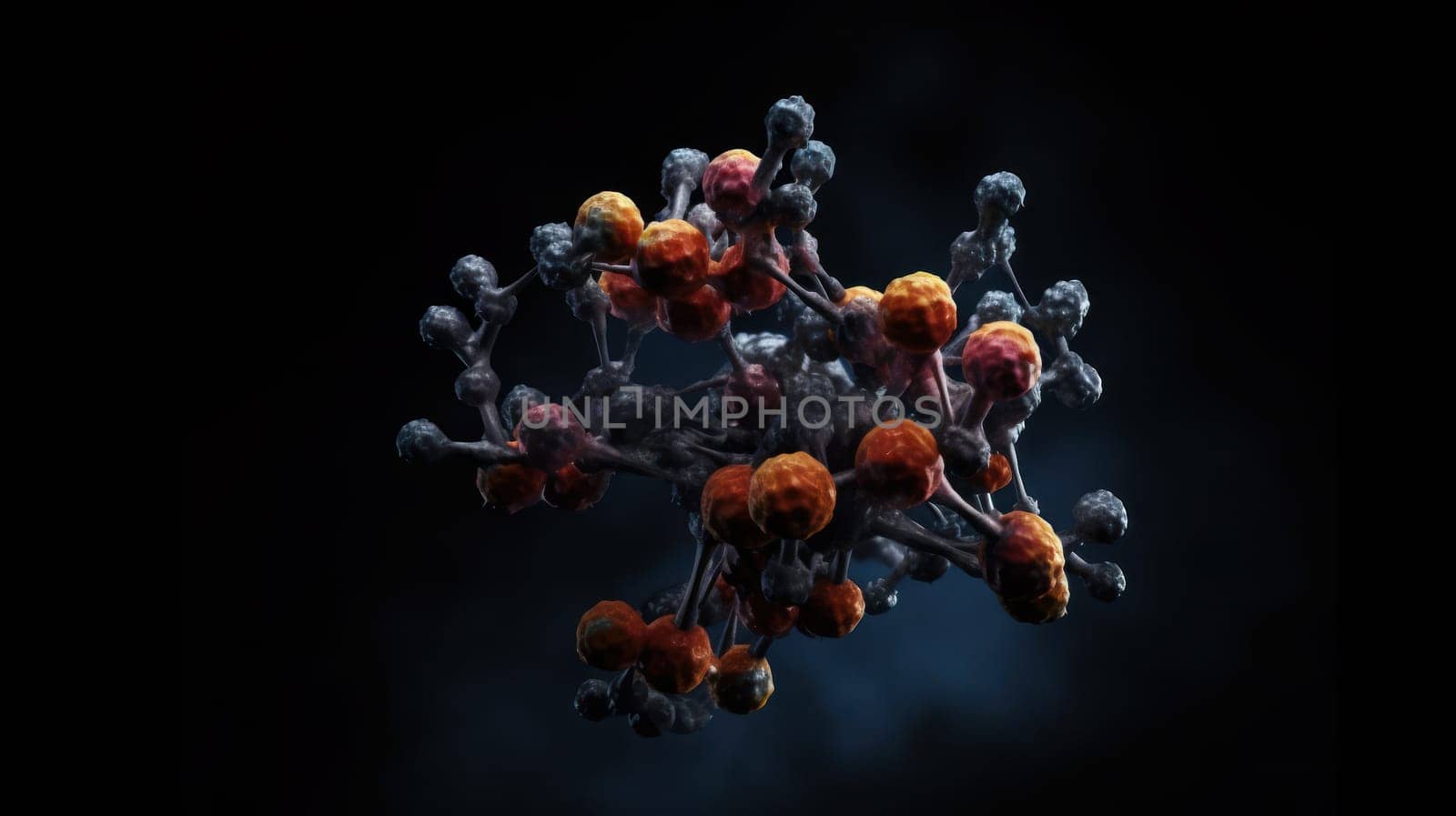This photo captures the intricate and complex structure of a molecule, showcasing its beauty and scientific significance. The image is taken in stunning 8K resolution, revealing details that are not visible to the naked eye. The molecular structure is an essential element in many fields of science, including chemistry, biology, and medicine.
