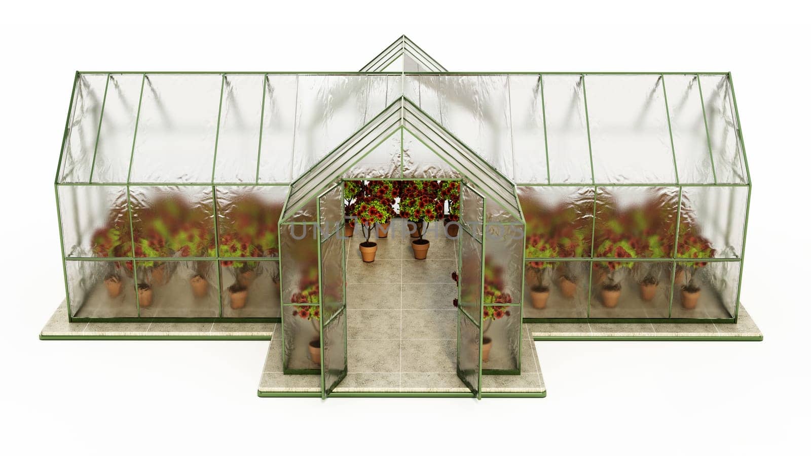 Greenhouse isolated on transparent background. 3D illustration.