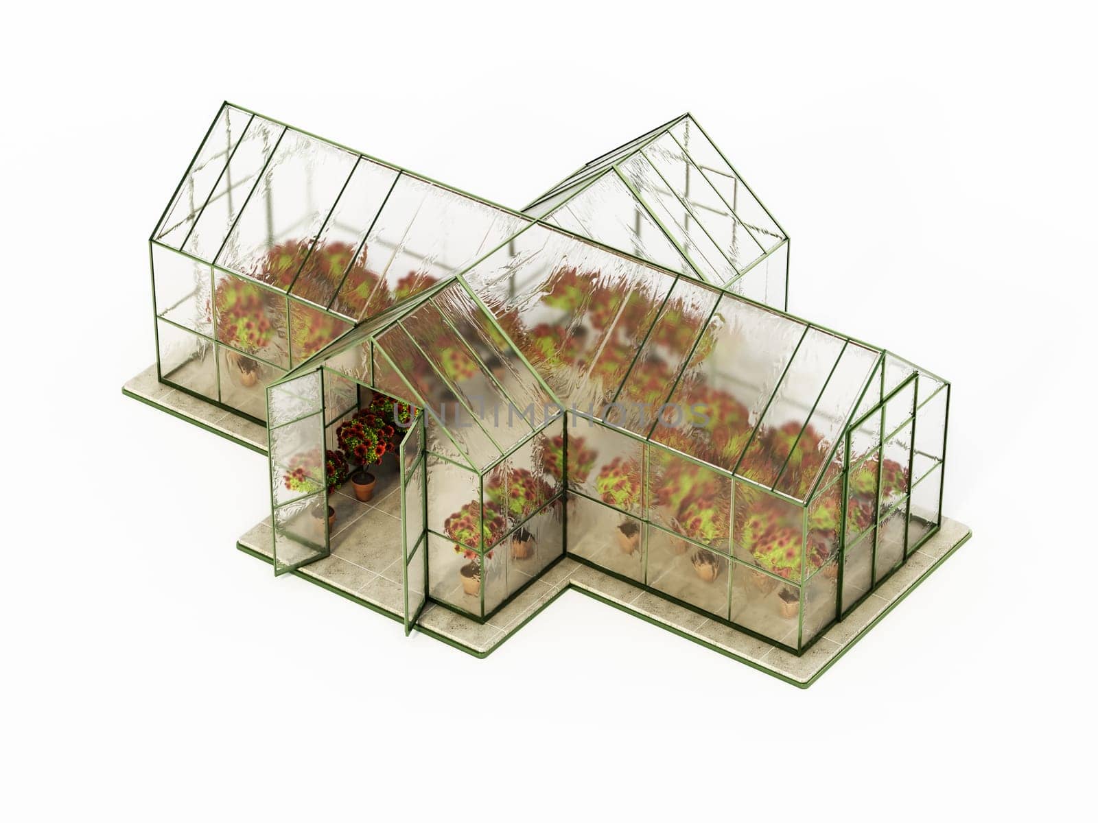 Greenhouse isolated on transparent background. 3D illustration.