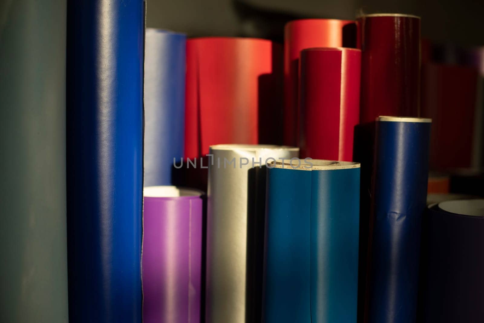 Colored paper. Film rolls. Creative material. Adhesive paper. Self-adhesive film.
