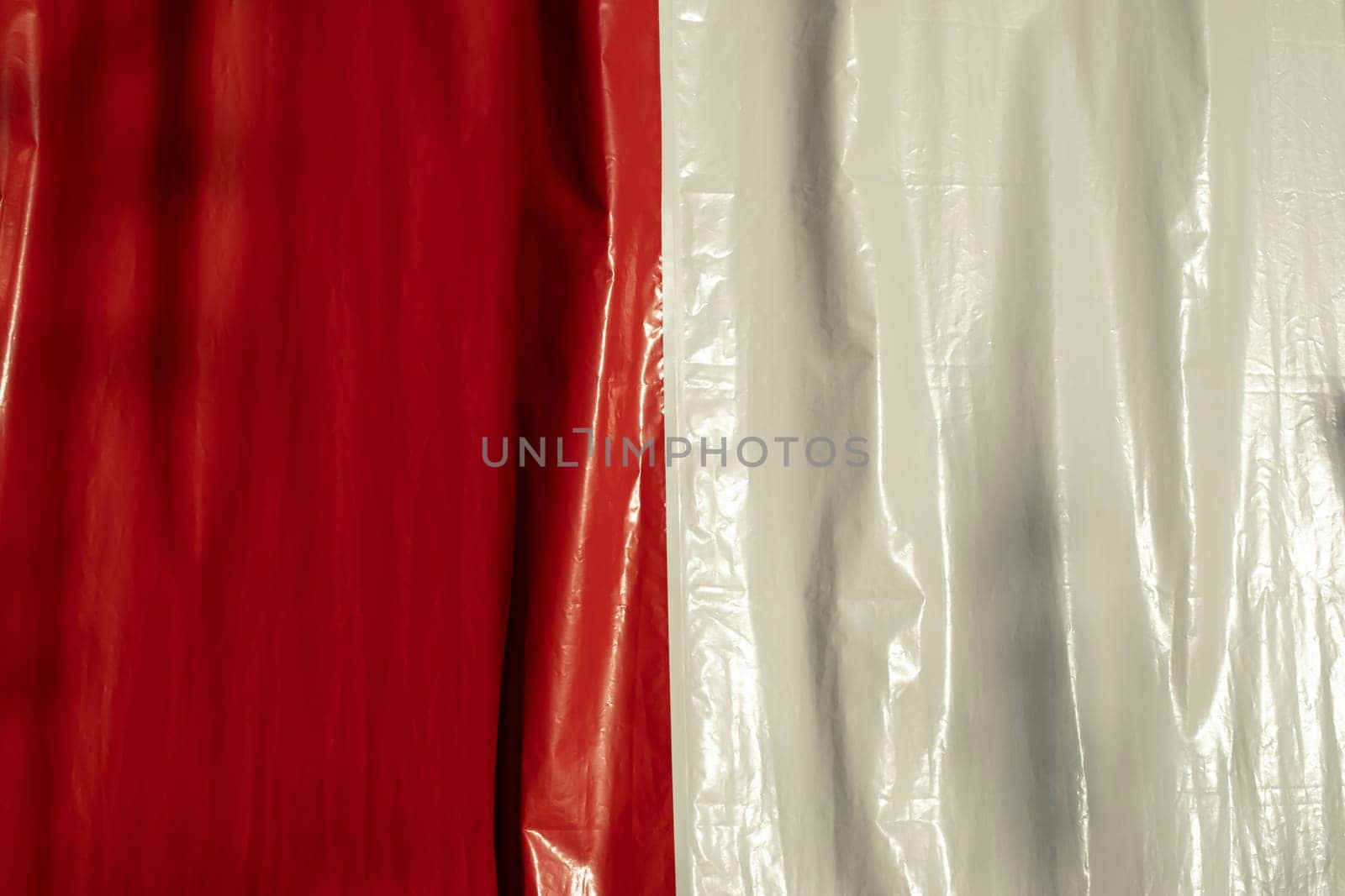 Red and white. Cover in jacket. City chicken wall. Vinyl banner.