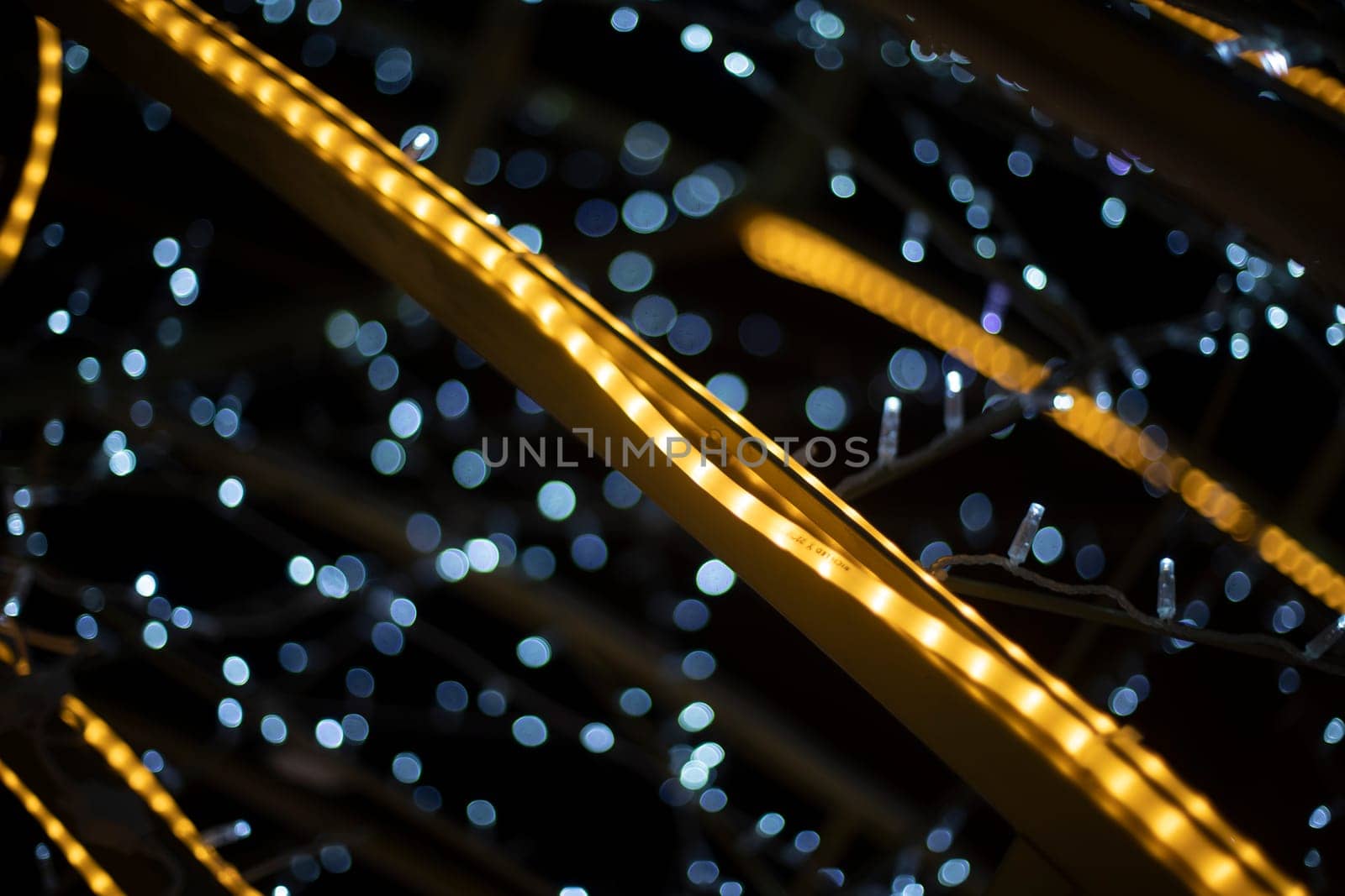 LED String Lights. Tape with lamps. Background of lights. Light bulbs.