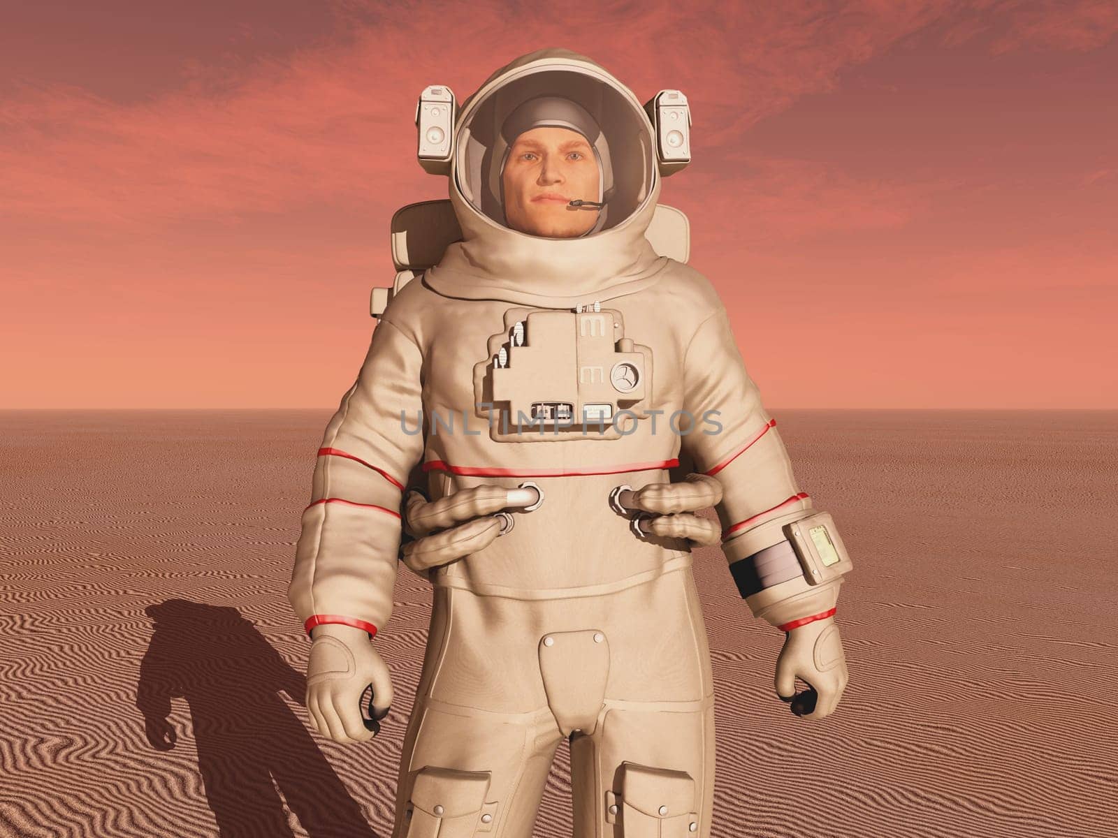 Computer generated 3D illustration with an astronaut on Mars