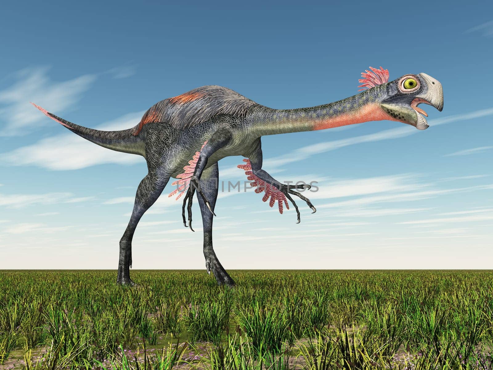 Computer generated 3D illustration with the dinosaur Gigantoraptor