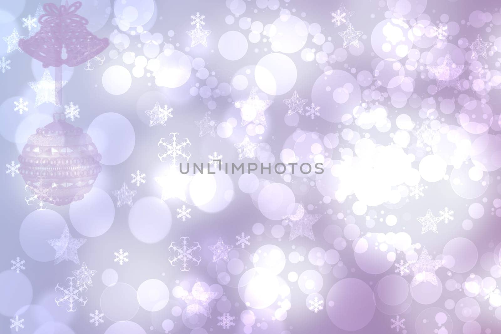 Abstract blurred festive delicate winter christmas or Happy New Year background with shiny pink and white bokeh lighted stars. Space for your design. Card concept.