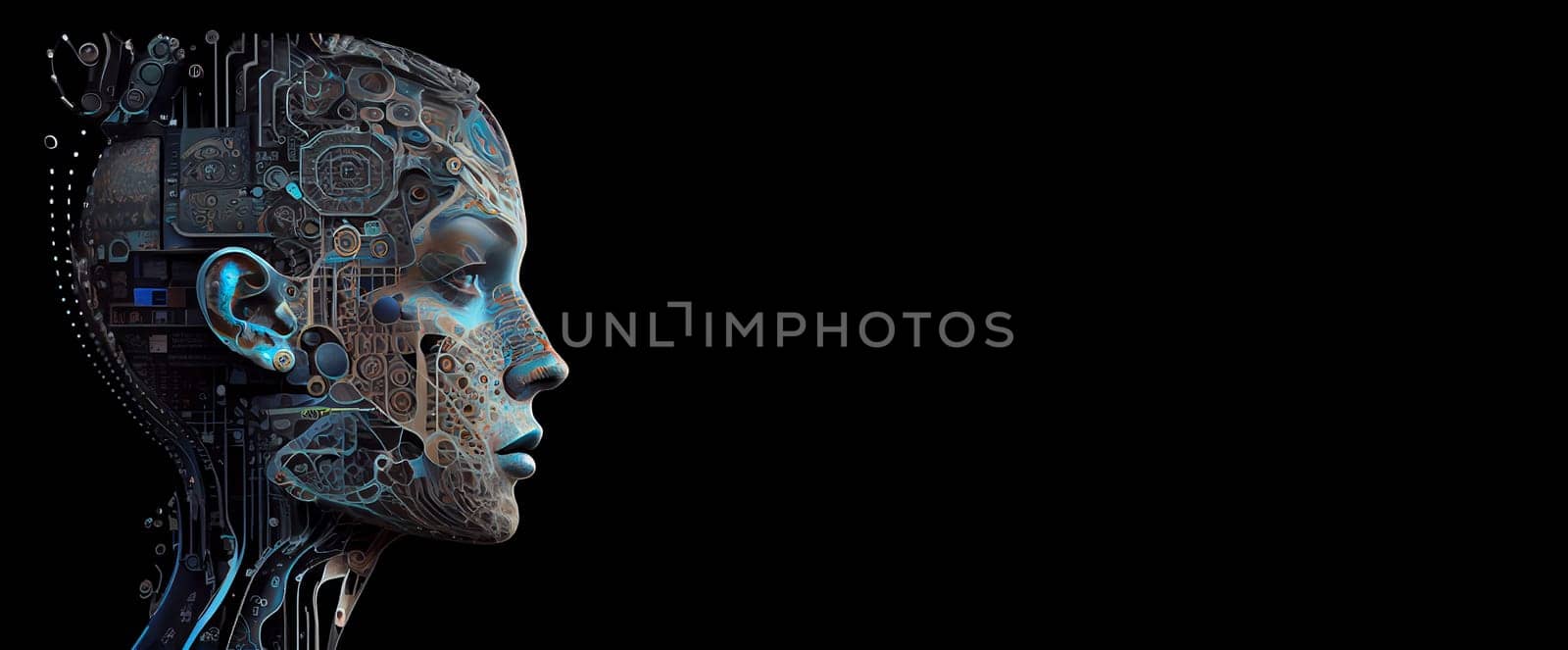 Cyborg woman, artificial intelligence robot, futuristic technology, humanoid science, generative AI