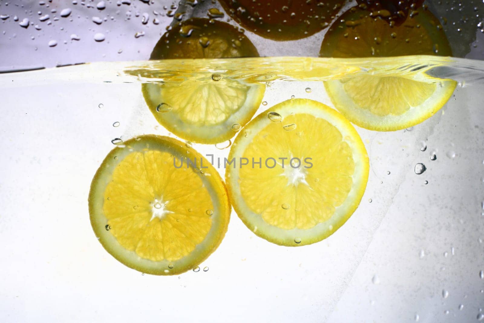 orange in ice cube frozen background
