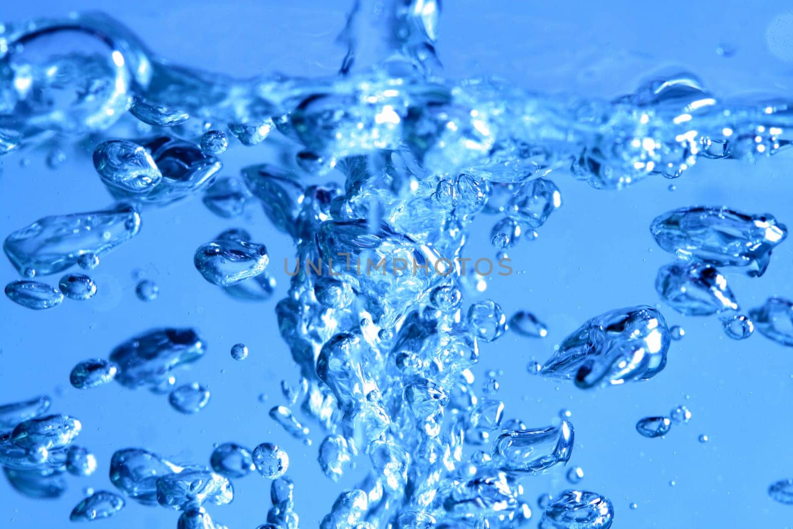 blue water bubbles macro close up