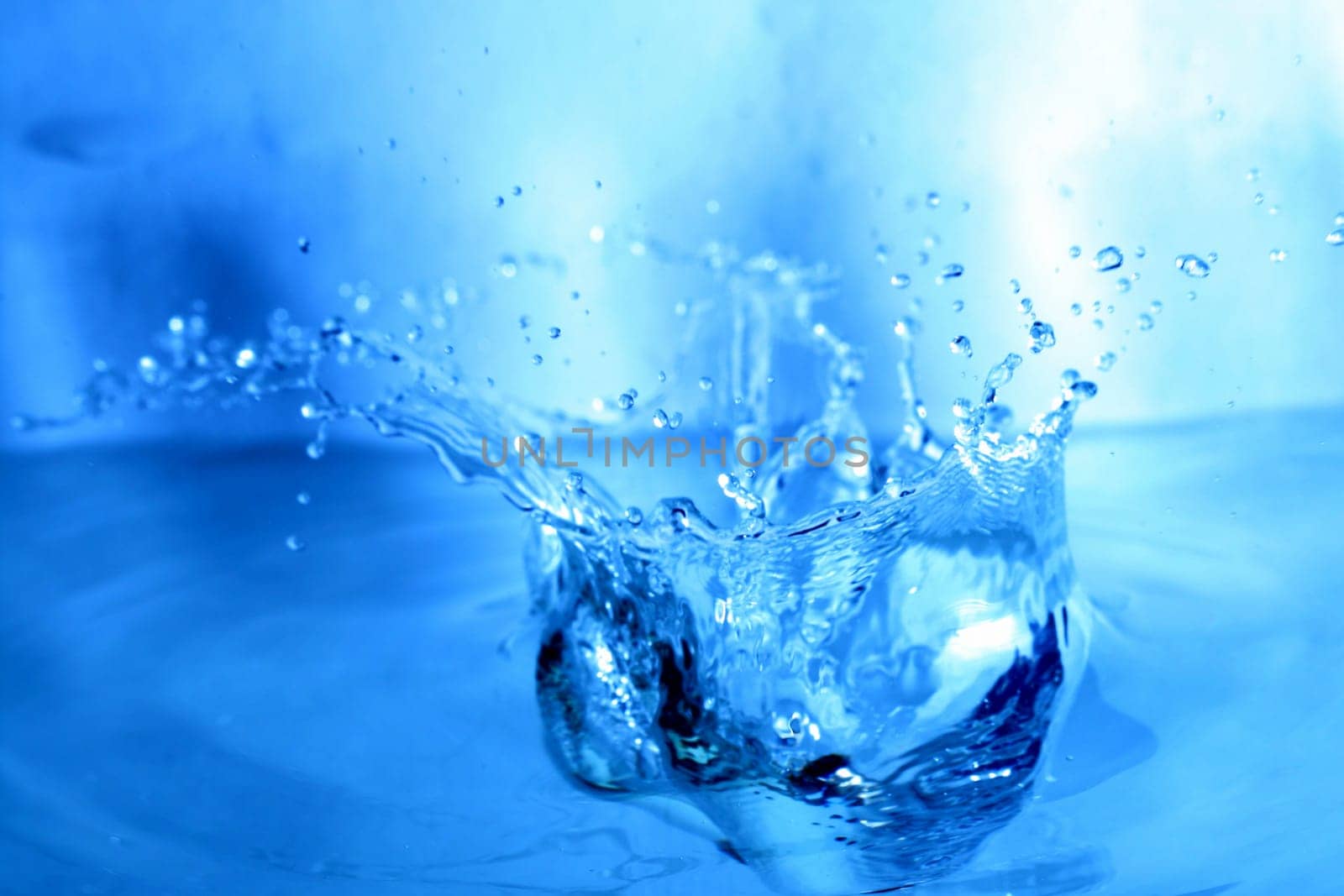 blue water splash macro close up