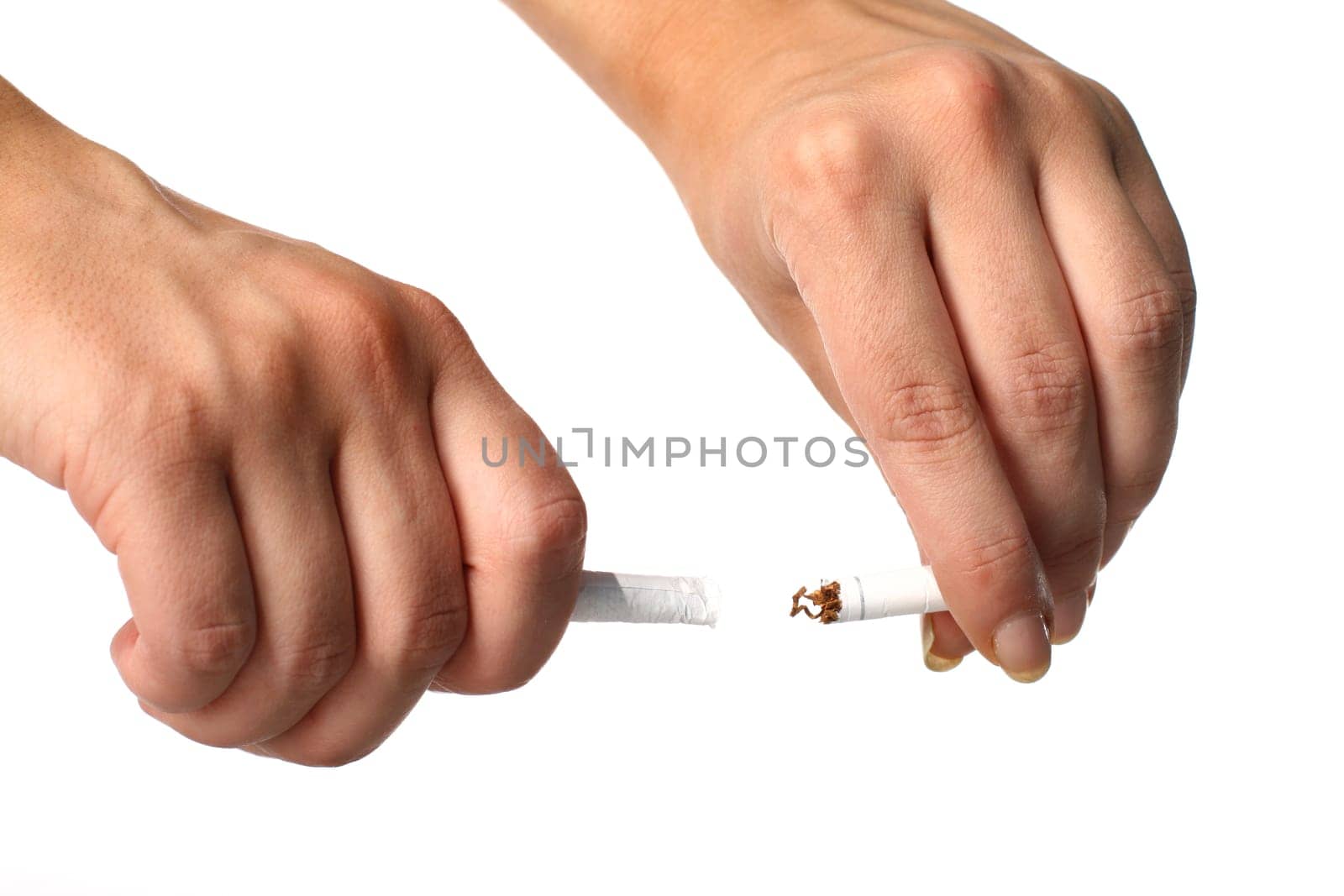 hand broke cigarette no smoke concept