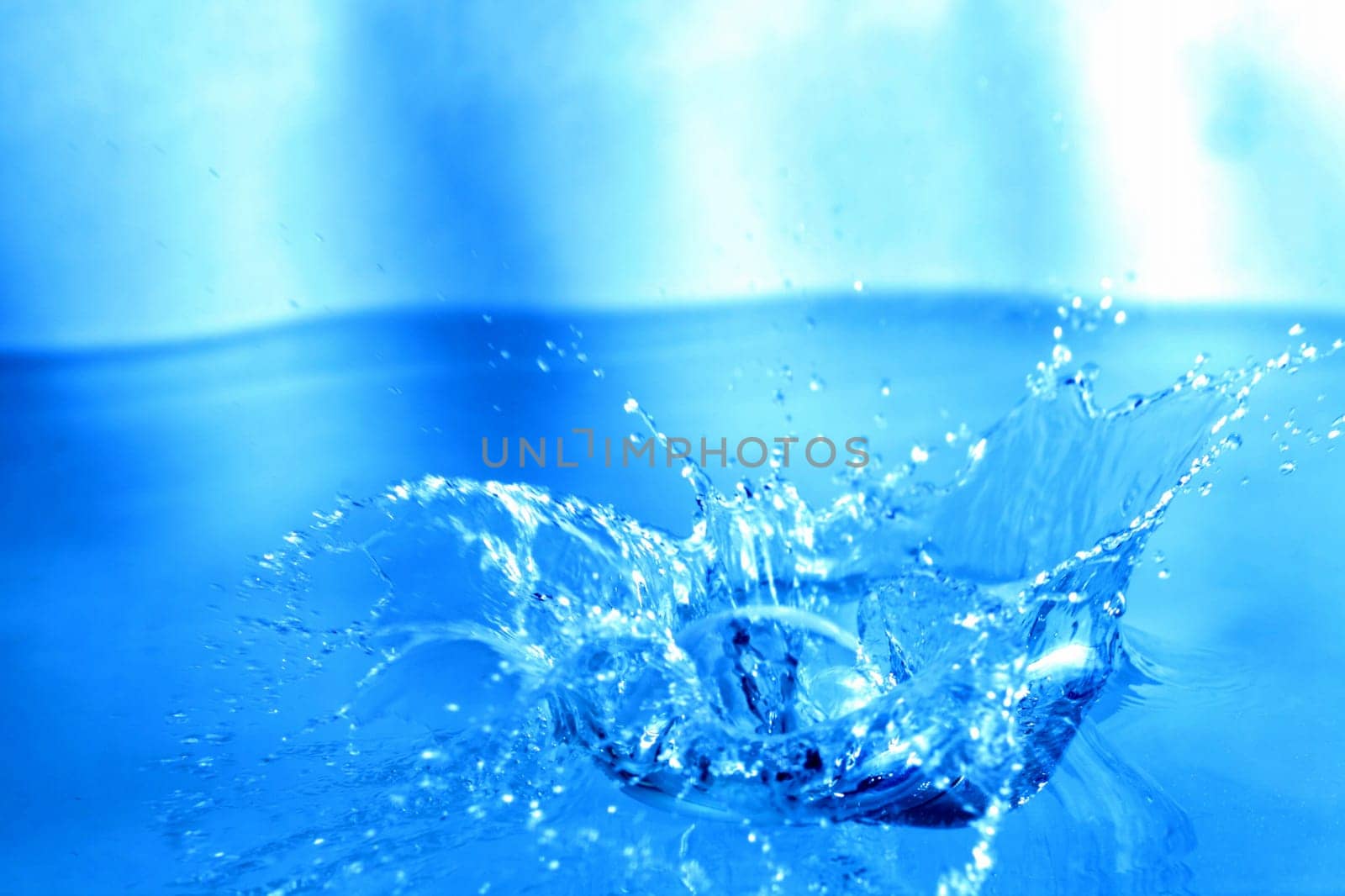 blue water splash macro close up