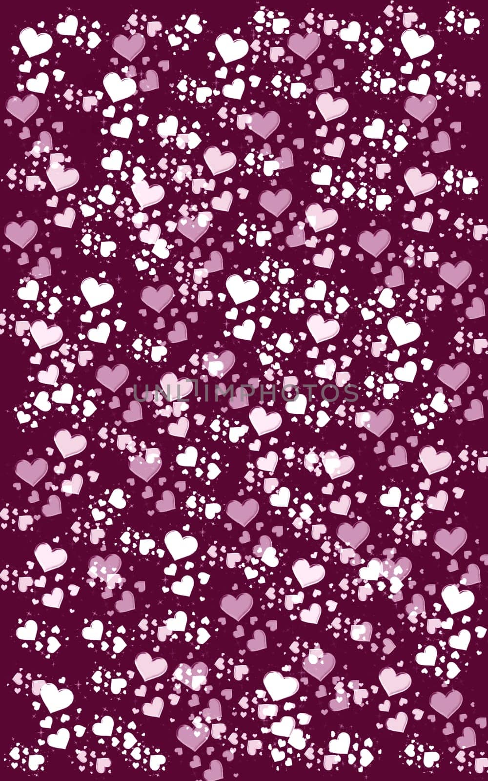 many small graphic colorful hearts on colored underground