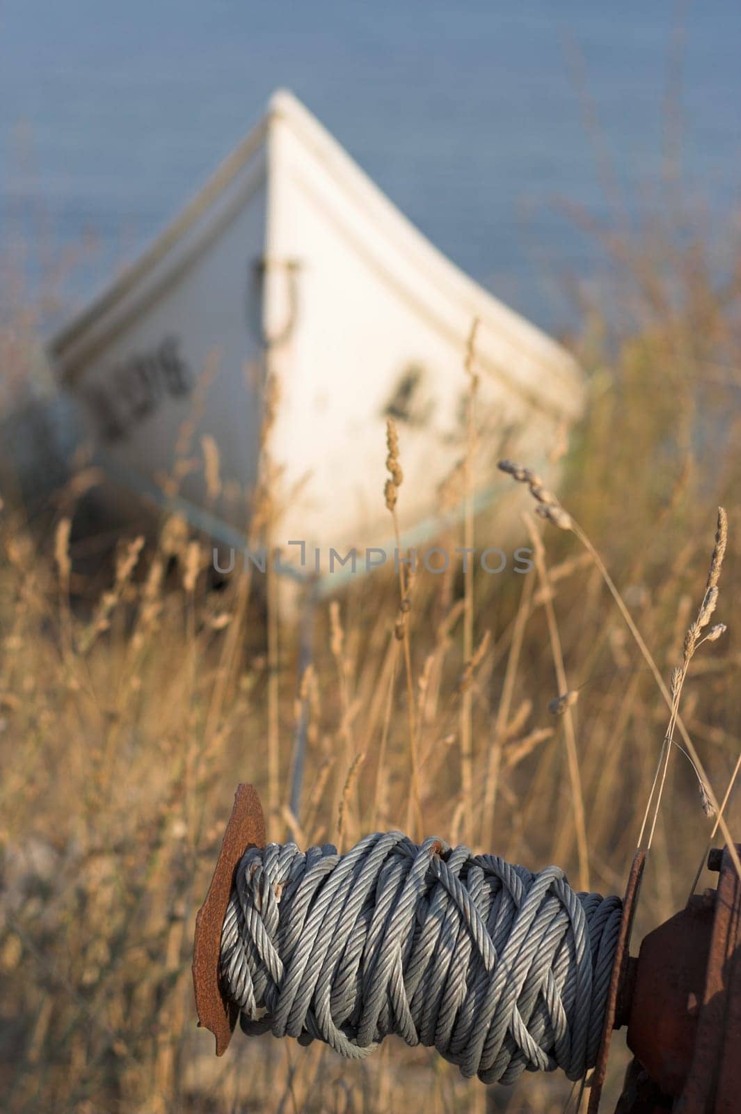 fishing boat standing on the  beach