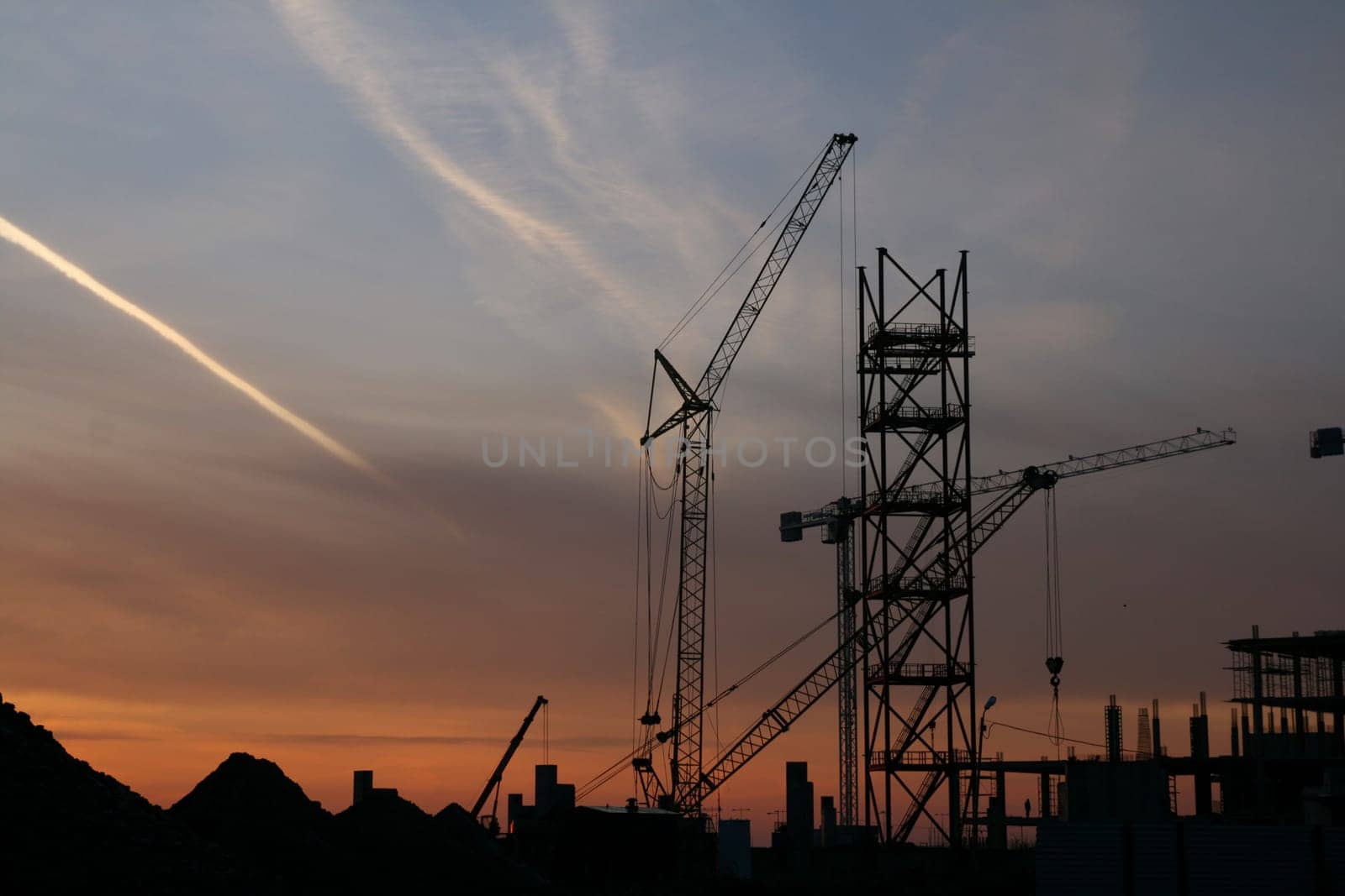 sunset on blue indigo sky