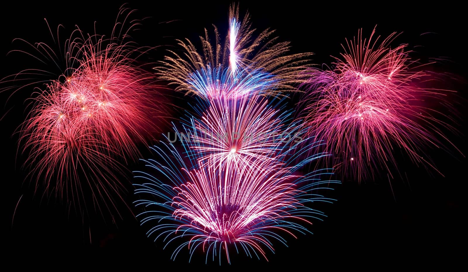 Various details of traditional pyrotechnical firework displays