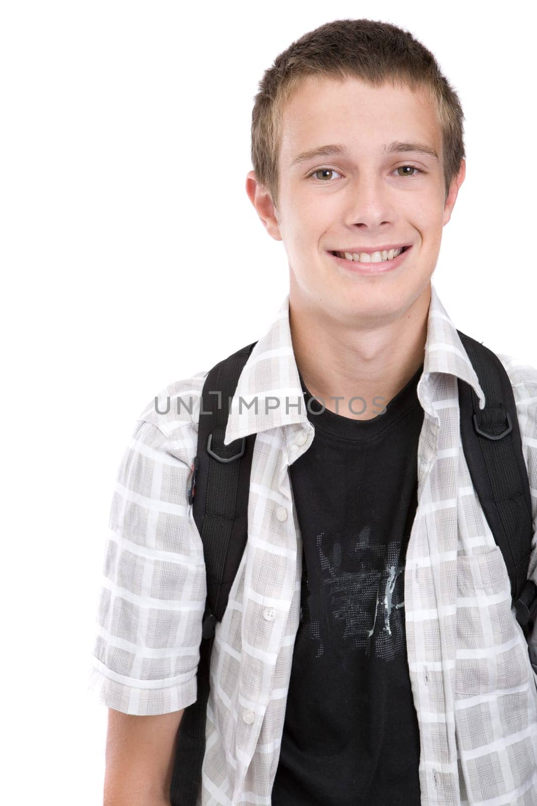 casual happy teenager over white background