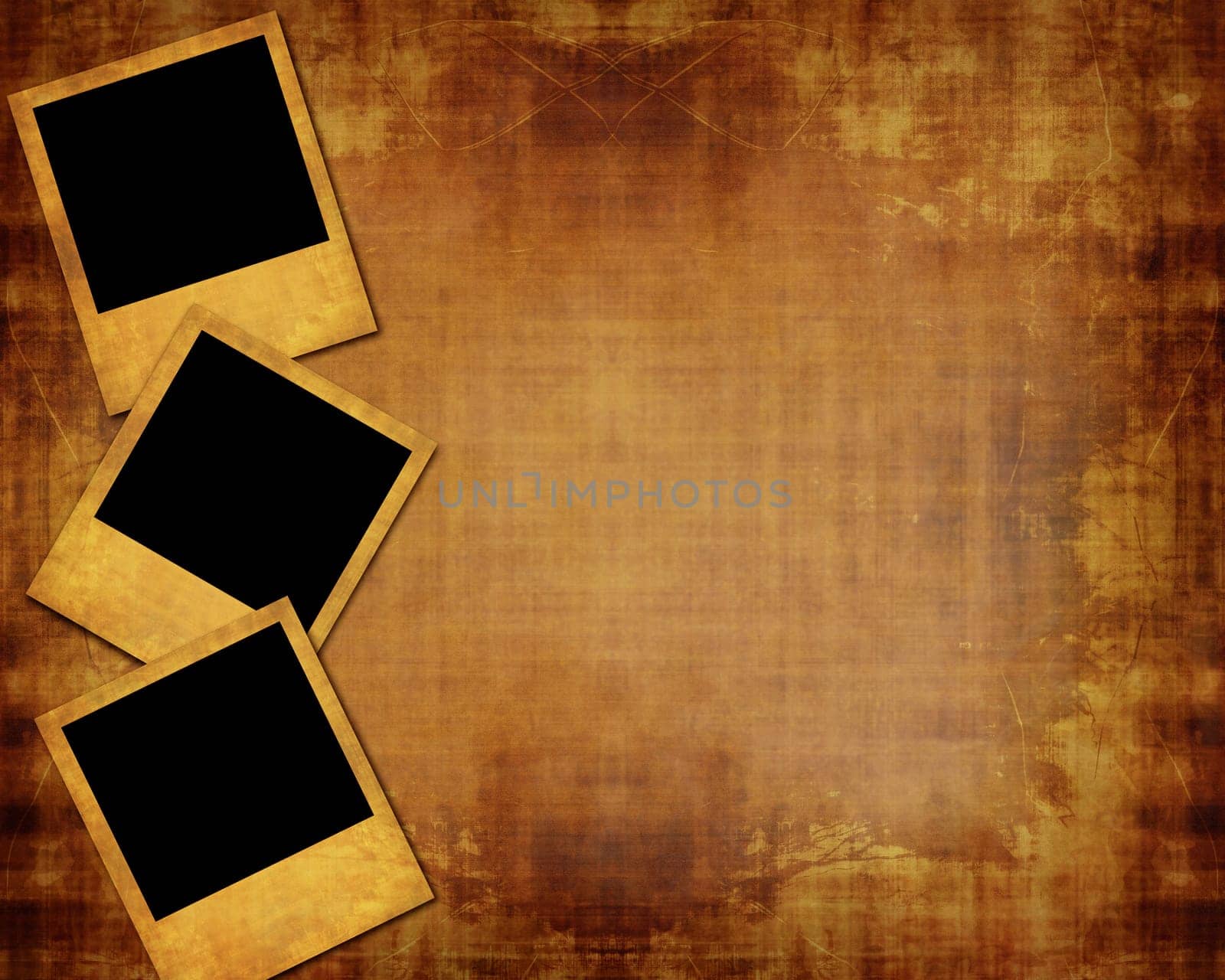 Old polaroid collection on grunge background