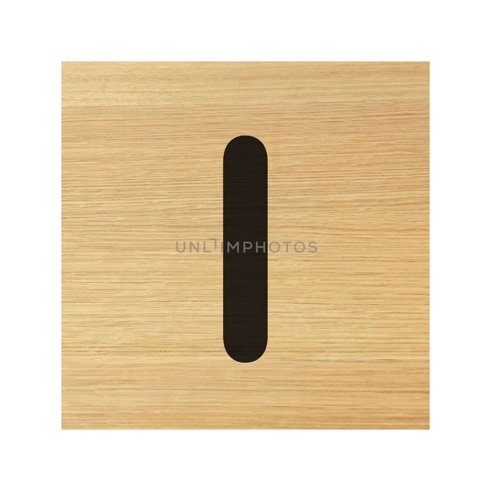 A capital I wood block on white with clipping path