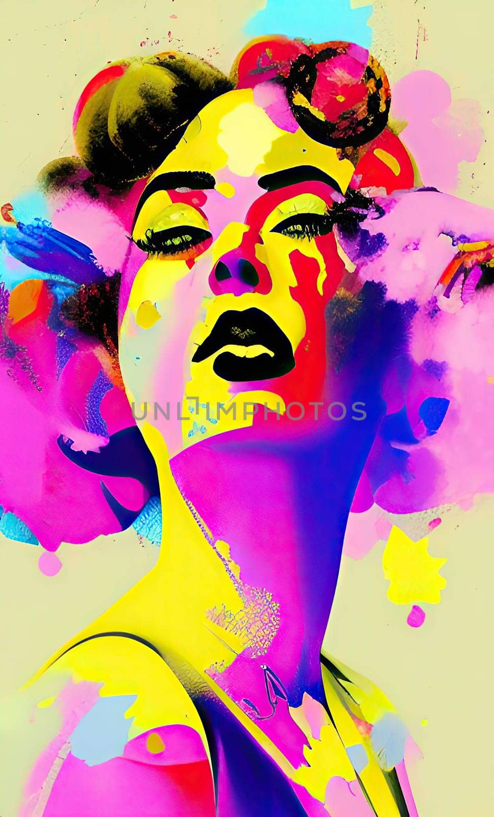Colourful modern abstract woman face. Hand drawn digital art  illustration,Colourful modern abstract woman face. Hand drawn digital art  illustration