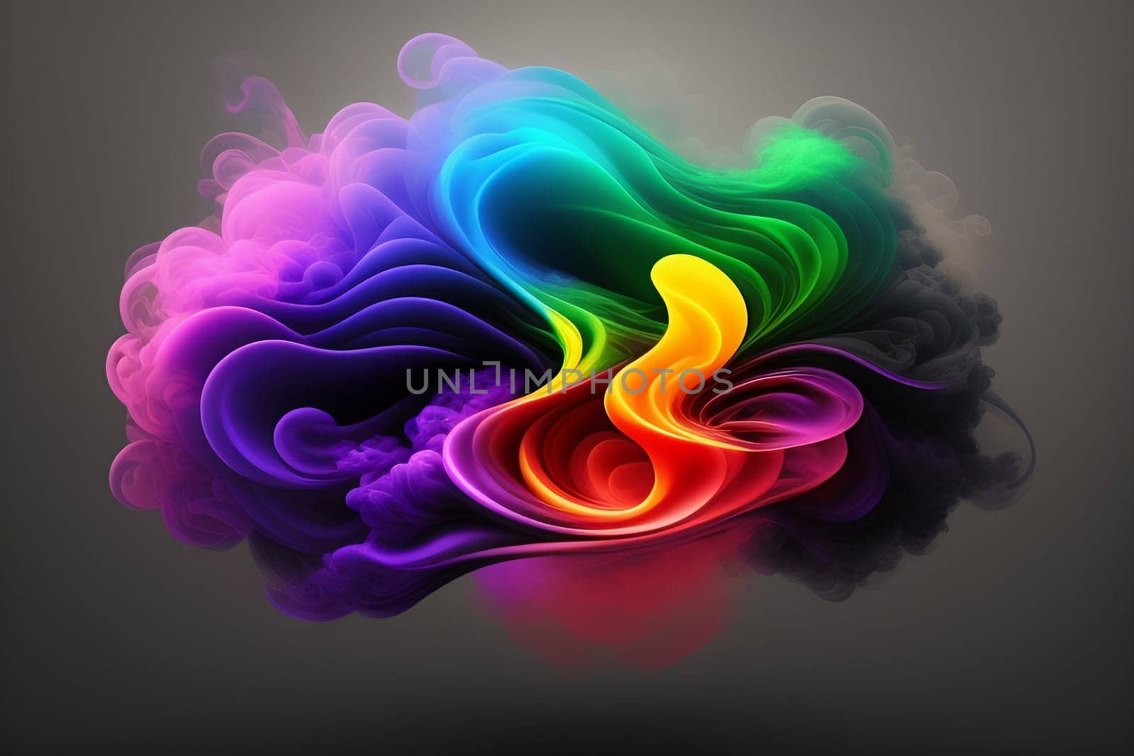Abstract colorful ink and smoke waves