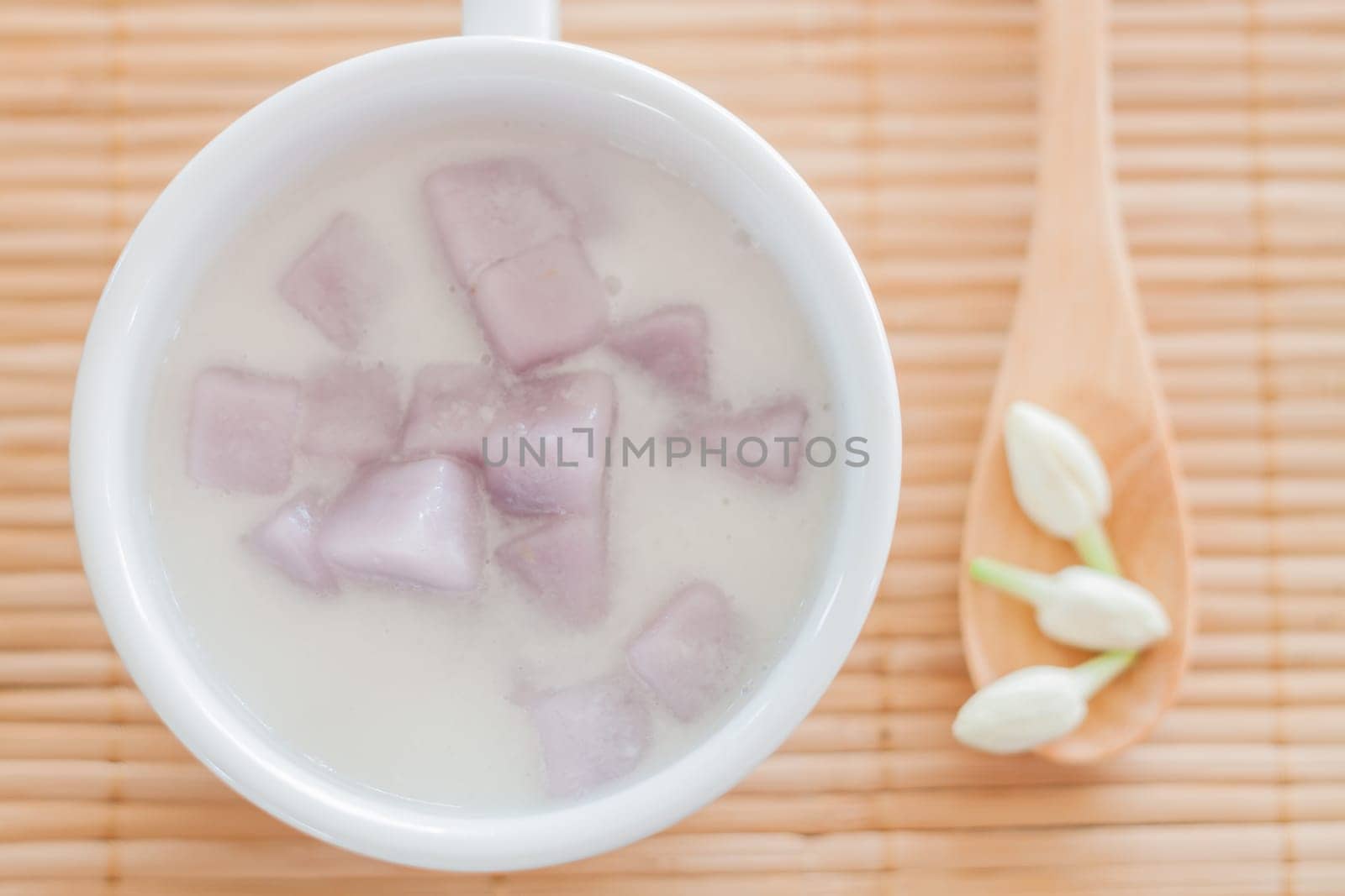 Bua Loi , Thai dessert with taro flour and coconut milk, stock photo