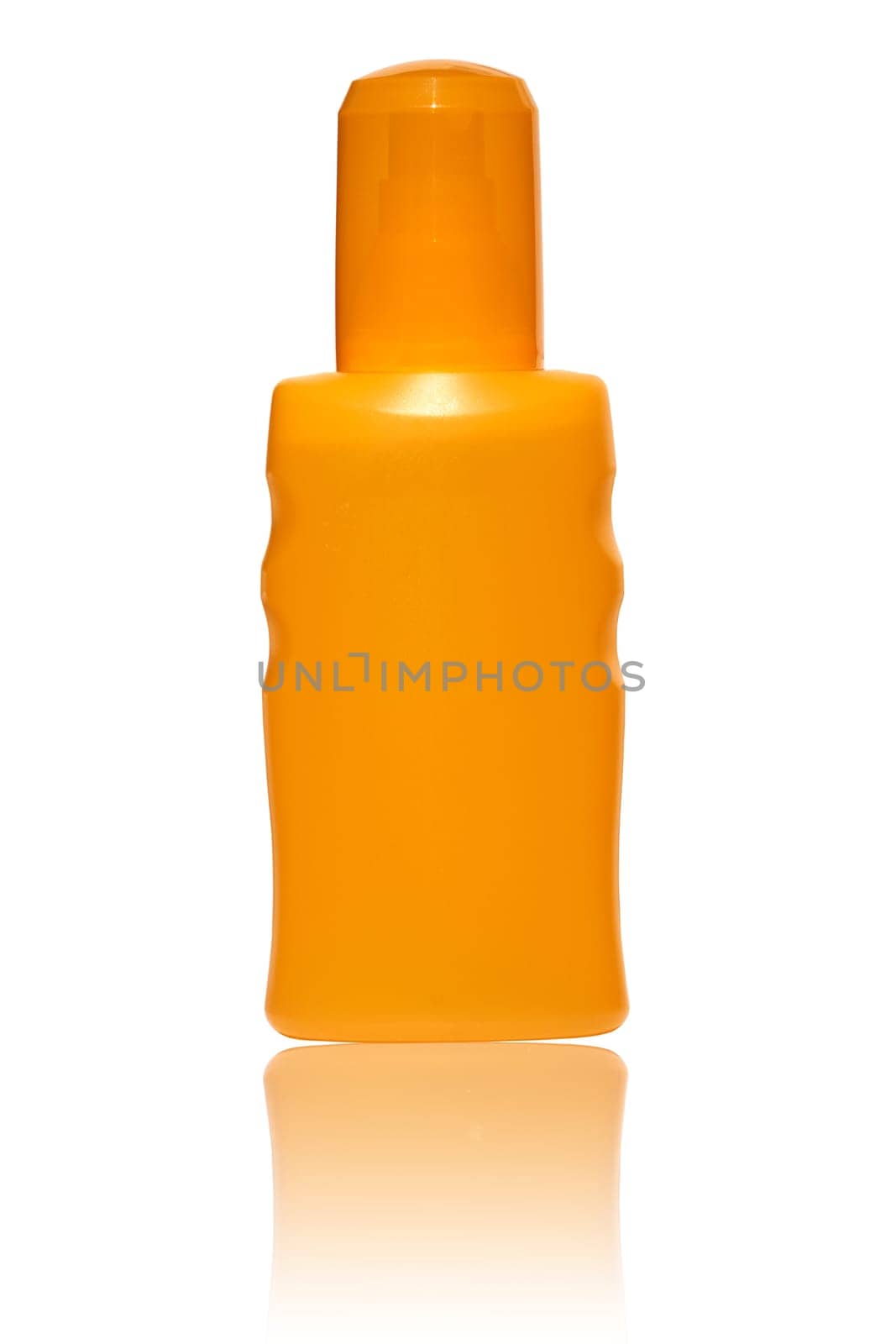 Orange bottle of sunmilk mirrored and insulated