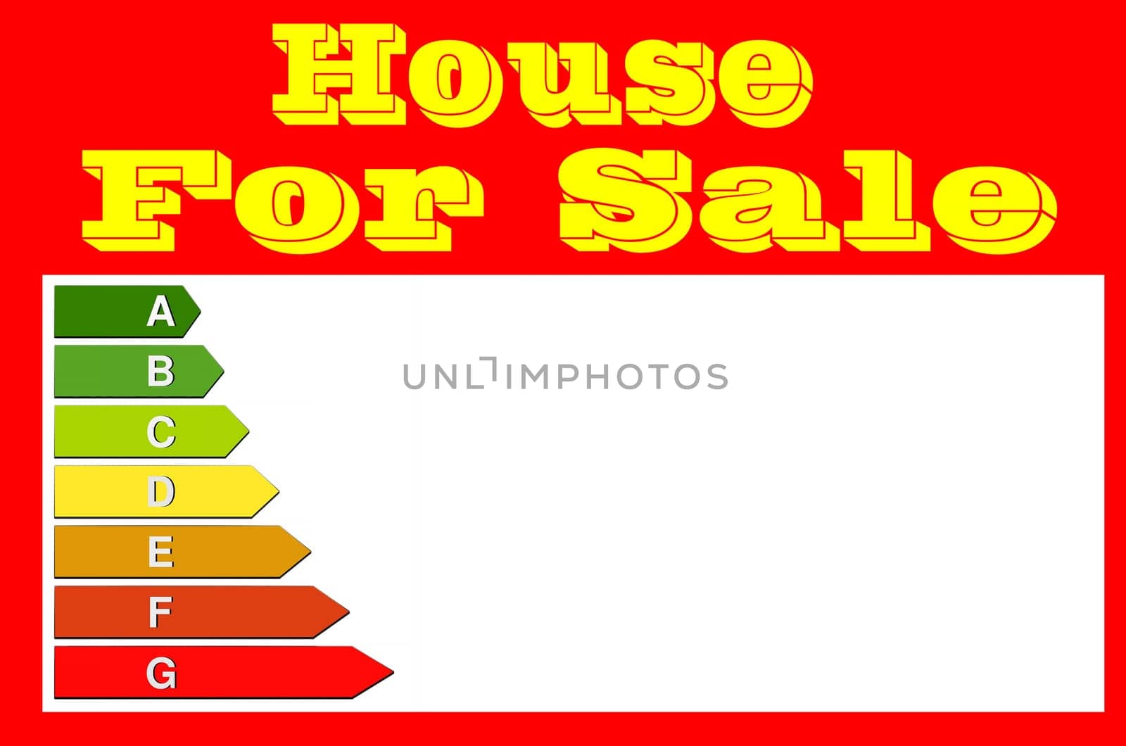 Red sign with inscription,house for sale.  Table for real estate agents.