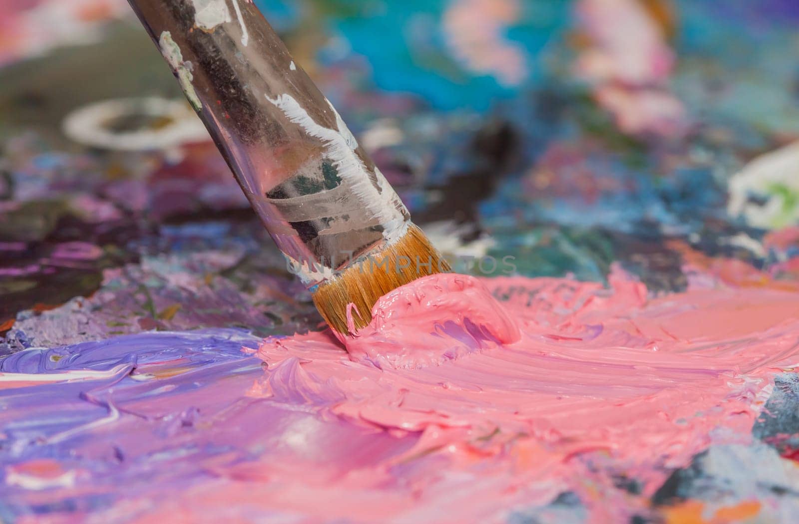 oil paints and brushes can be used as background