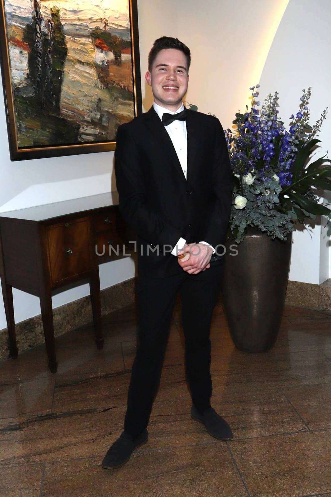 Kevin Wilczewski arrival at the .Blue Ball 2023 in the Hotel Grand Elysee Hamburg on April 1st, 2023