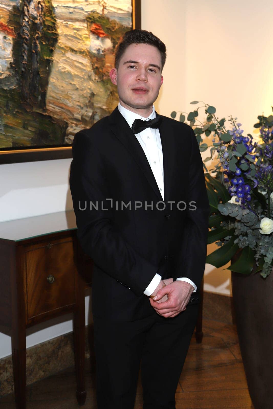 Kevin Wilczewski arrival at the .Blue Ball 2023 in the Hotel Grand Elysee Hamburg on April 1st, 2023
