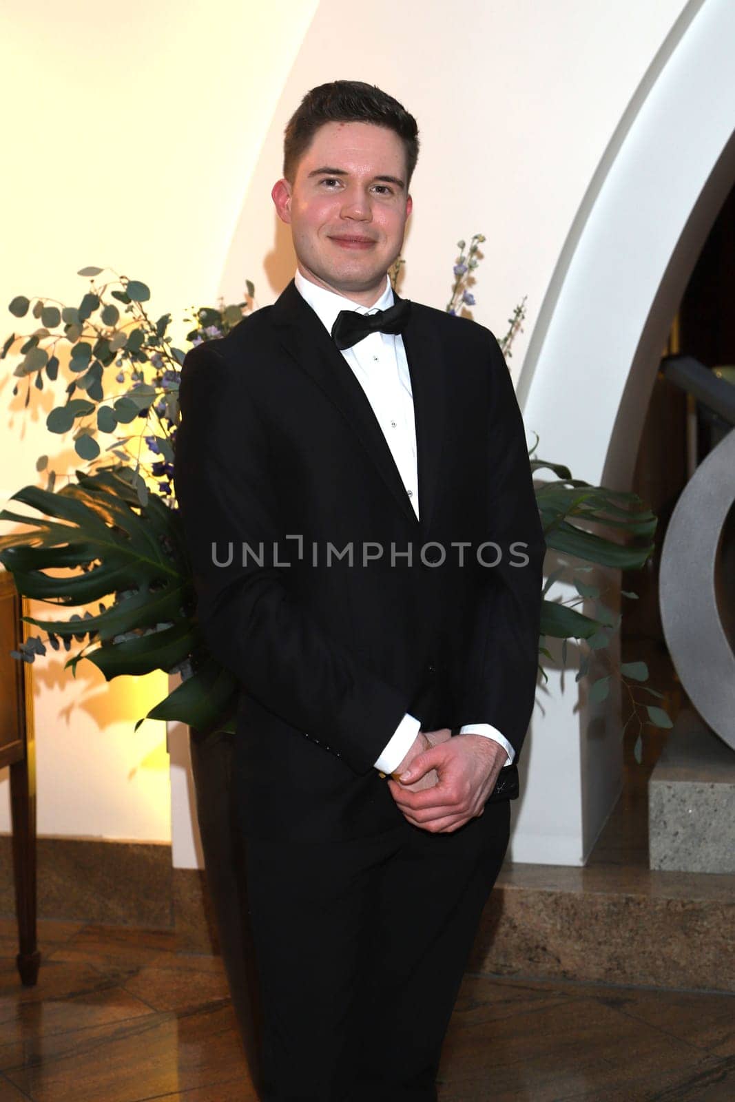Kevin Wilczewski arrival at the .Blue Ball 2023 in the Hotel Grand Elysee Hamburg on April 1st, 2023