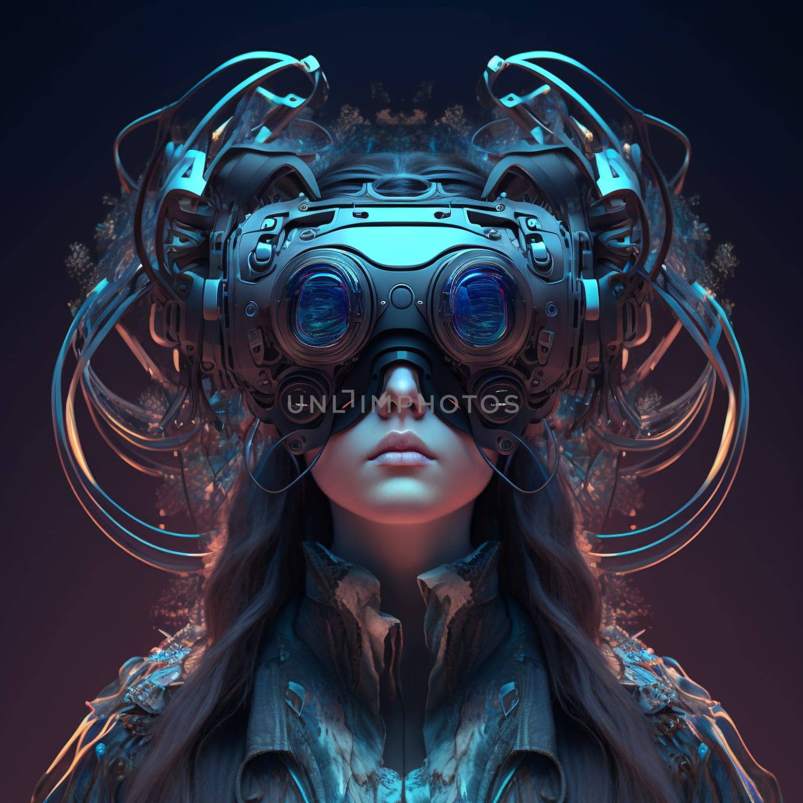 Futuristic cyborg woman dark fantasy design . AI Generative