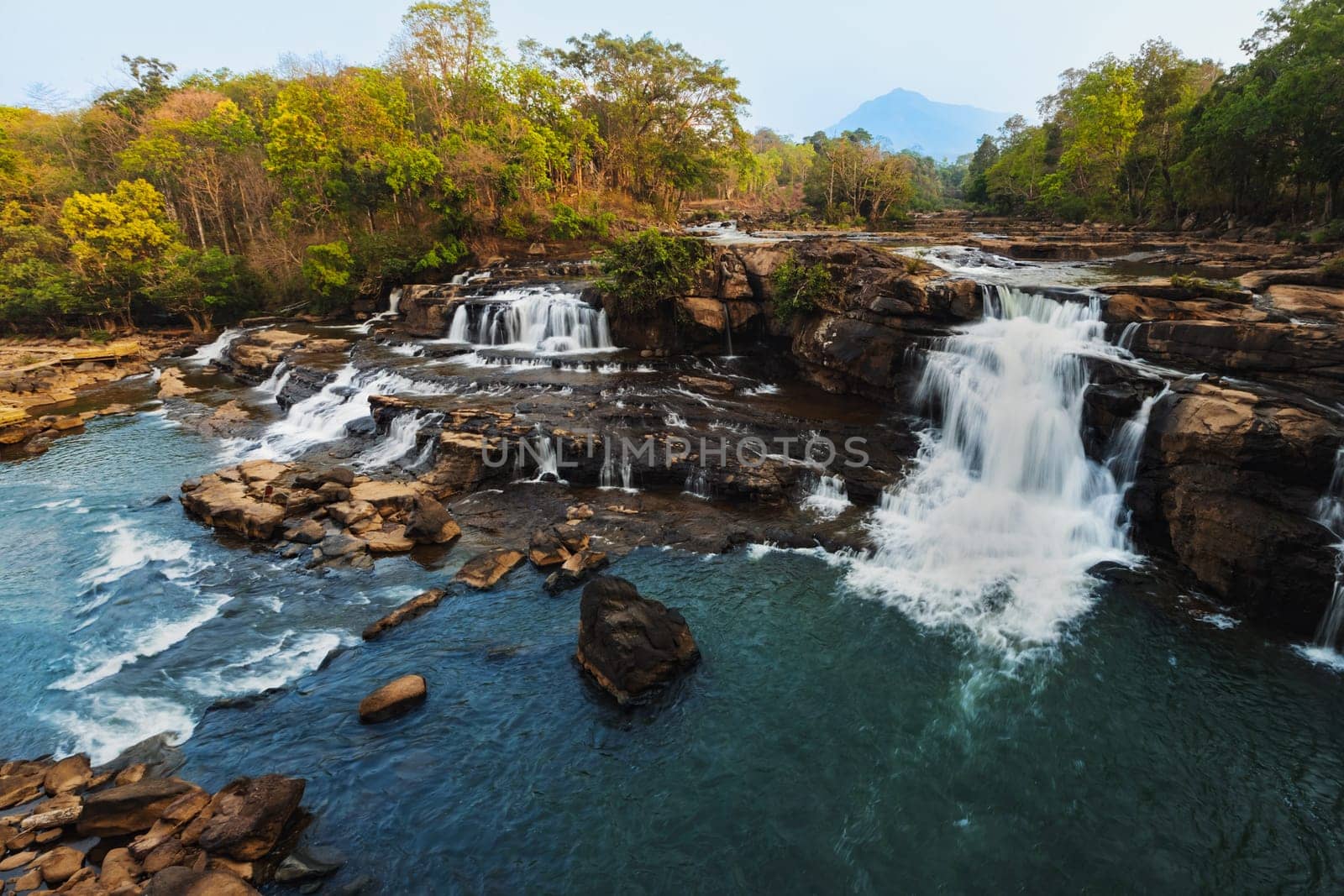 Beautiful Tad Hang waterfall in Tad Lo village. Laos landscape