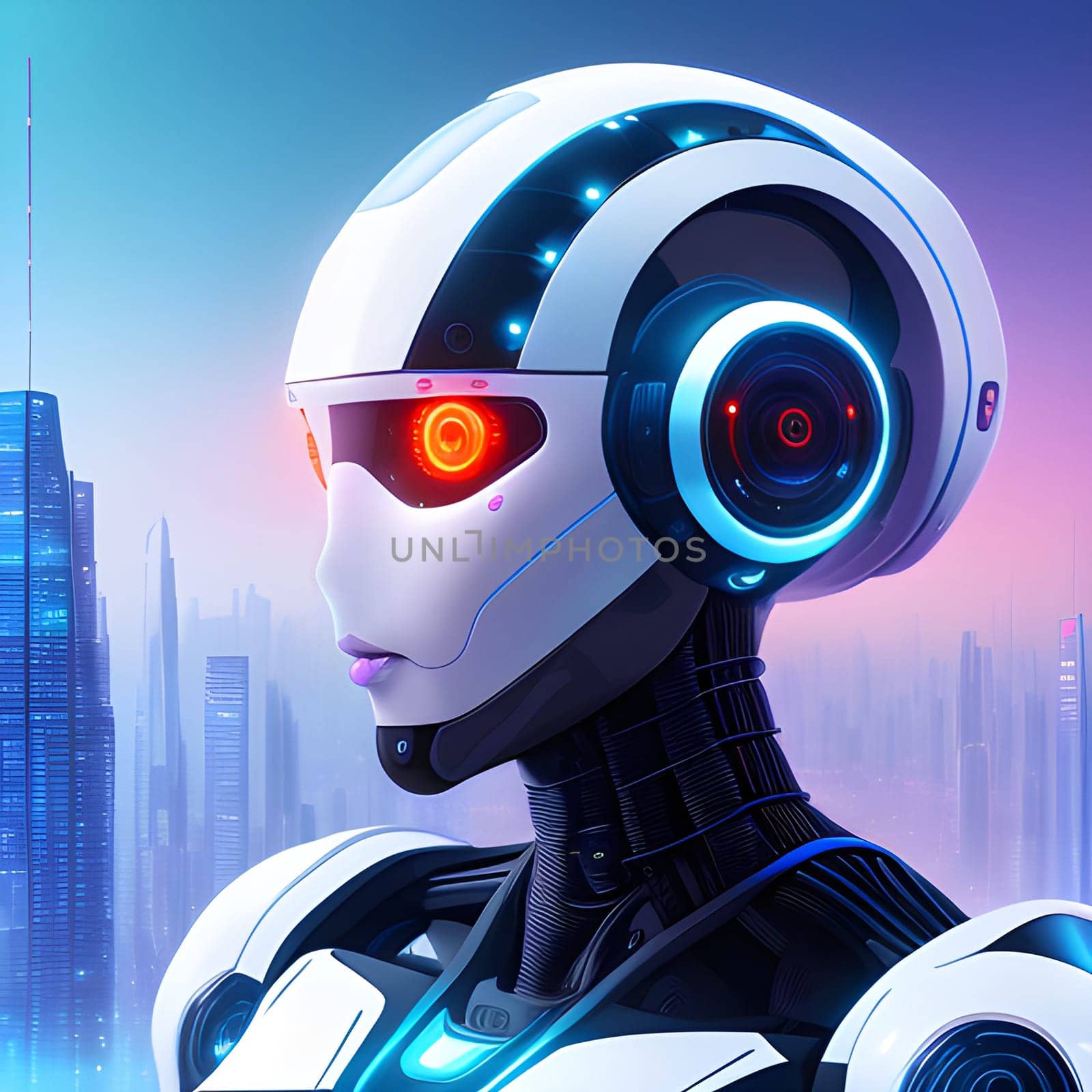 Futuristic image of robot. Digital background . AI Generative