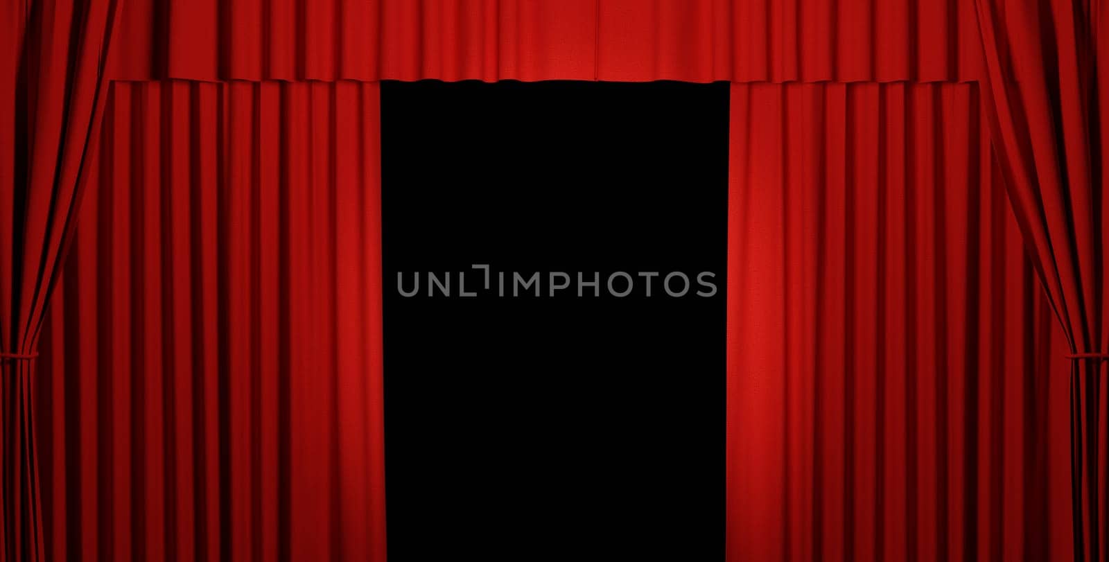 Closed red curtain using as background, presentation or entertainment concept, 3d rendering
